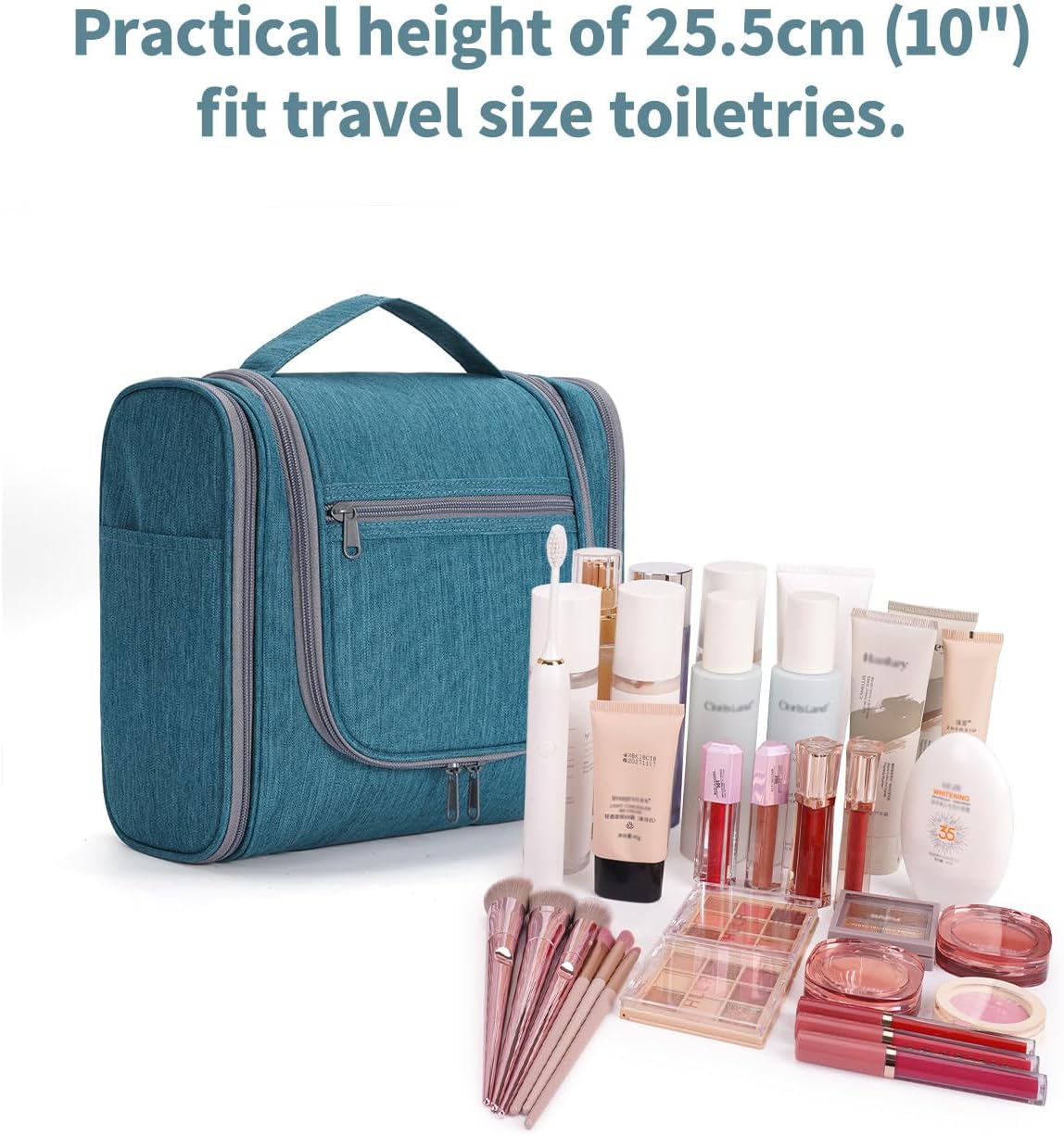 Narwey Hanging Toiletry Bag for Women Travel Makeup Bag Organizer Toiletries Bag Men for Cosmetics Essentials Accessories (Large, Teal)