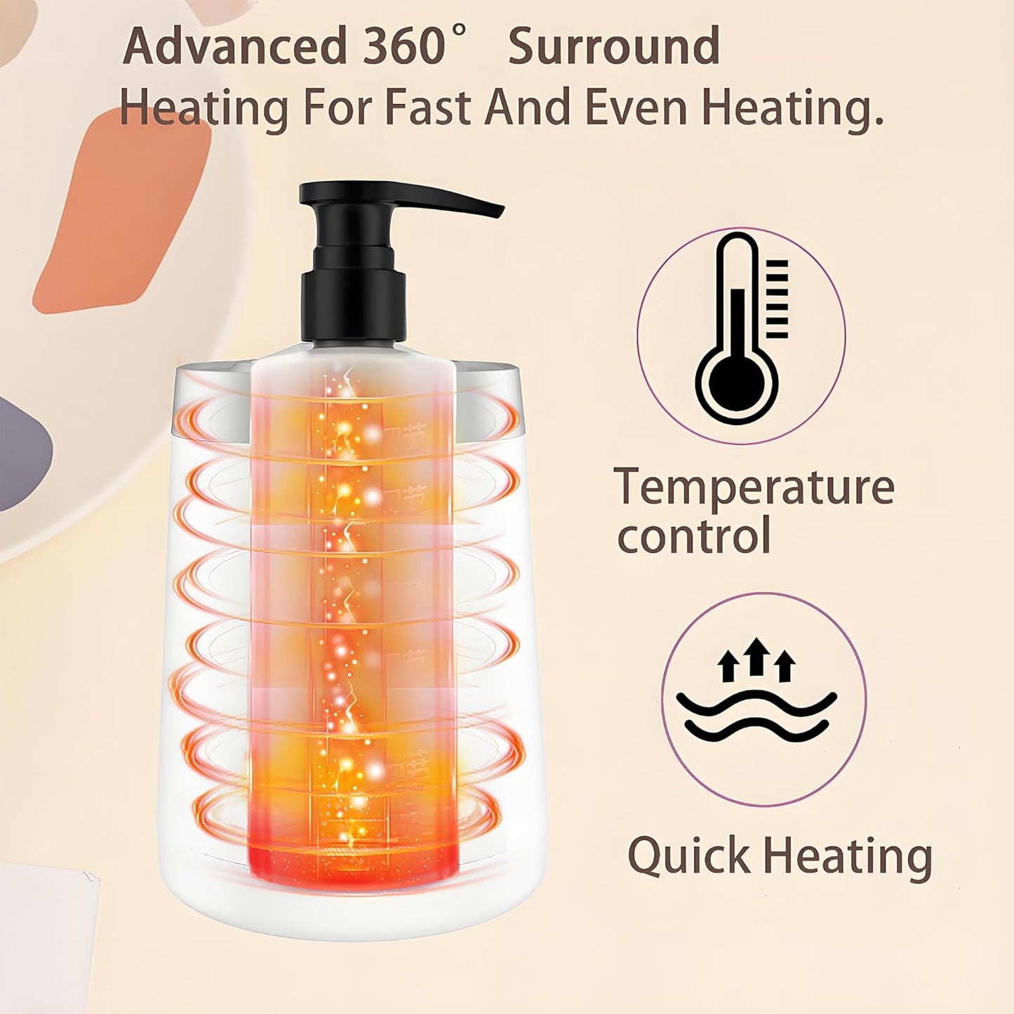 Massage Lotion Warmer Professional Electric Lotion Digital Heater for SPA, Compact Oil Warmer Heated Bottle for Beauty Salon Home,Automatic Thermostat Cream Heater wiht Two Oil Dispenser Bottle Funnel
