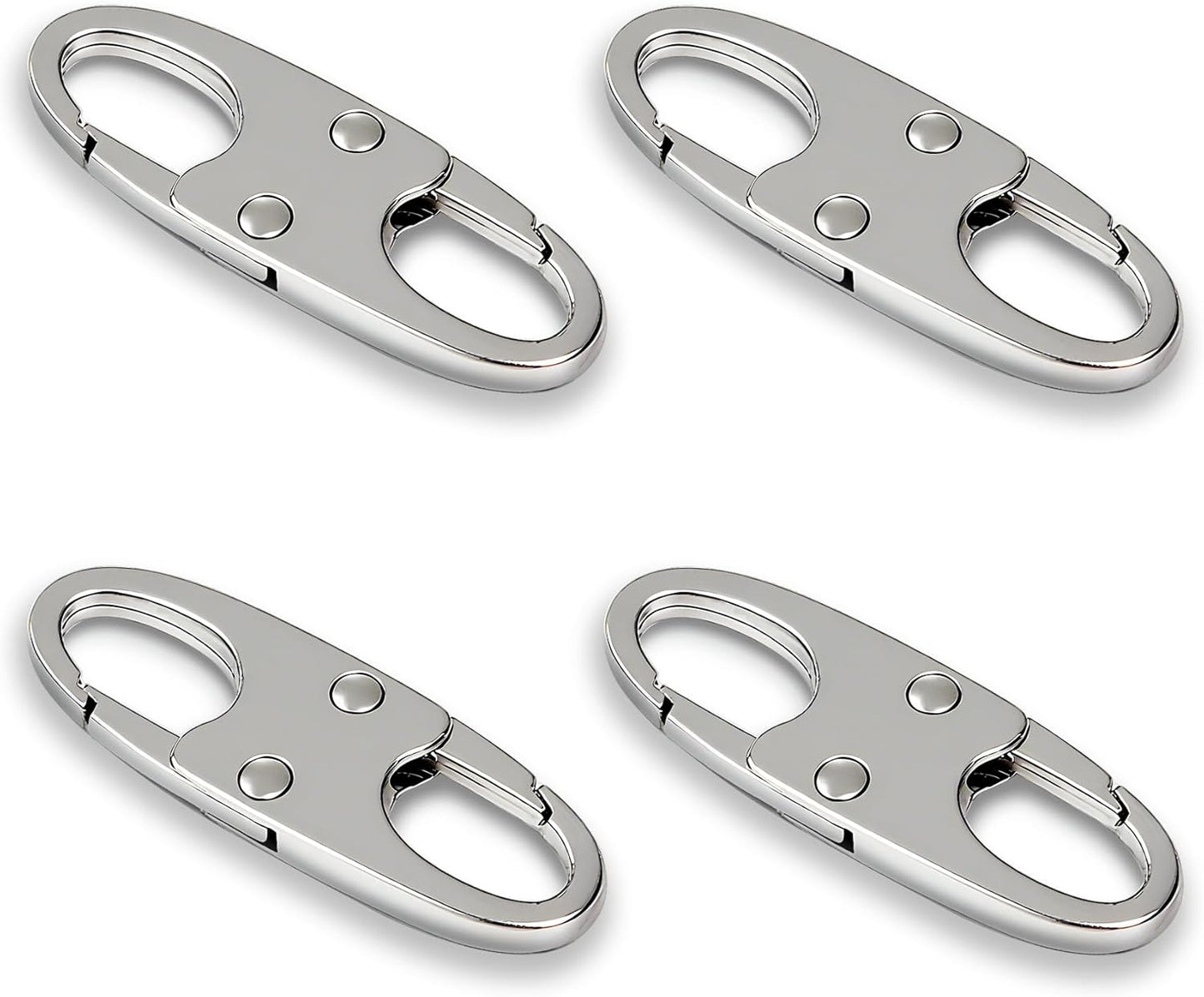 Zelin Anti Theft Zipper Clips Double Opening Small Carabiner Clips, 4Pcs Elegant Zinc Alloy Zipper Pull Replacement for Travel, Commuting and Camping (Frost Silver)