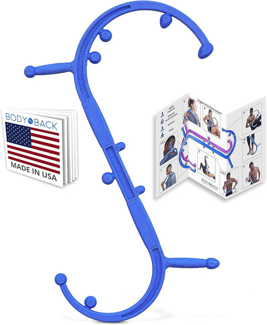 Body Back Buddy Elite - Improved Design- Versatile Handheld Massage Stick for Full Body Muscle Pain Relief - Professional Grade Trigger Point Massage Cane (Blue Elite 2.1)