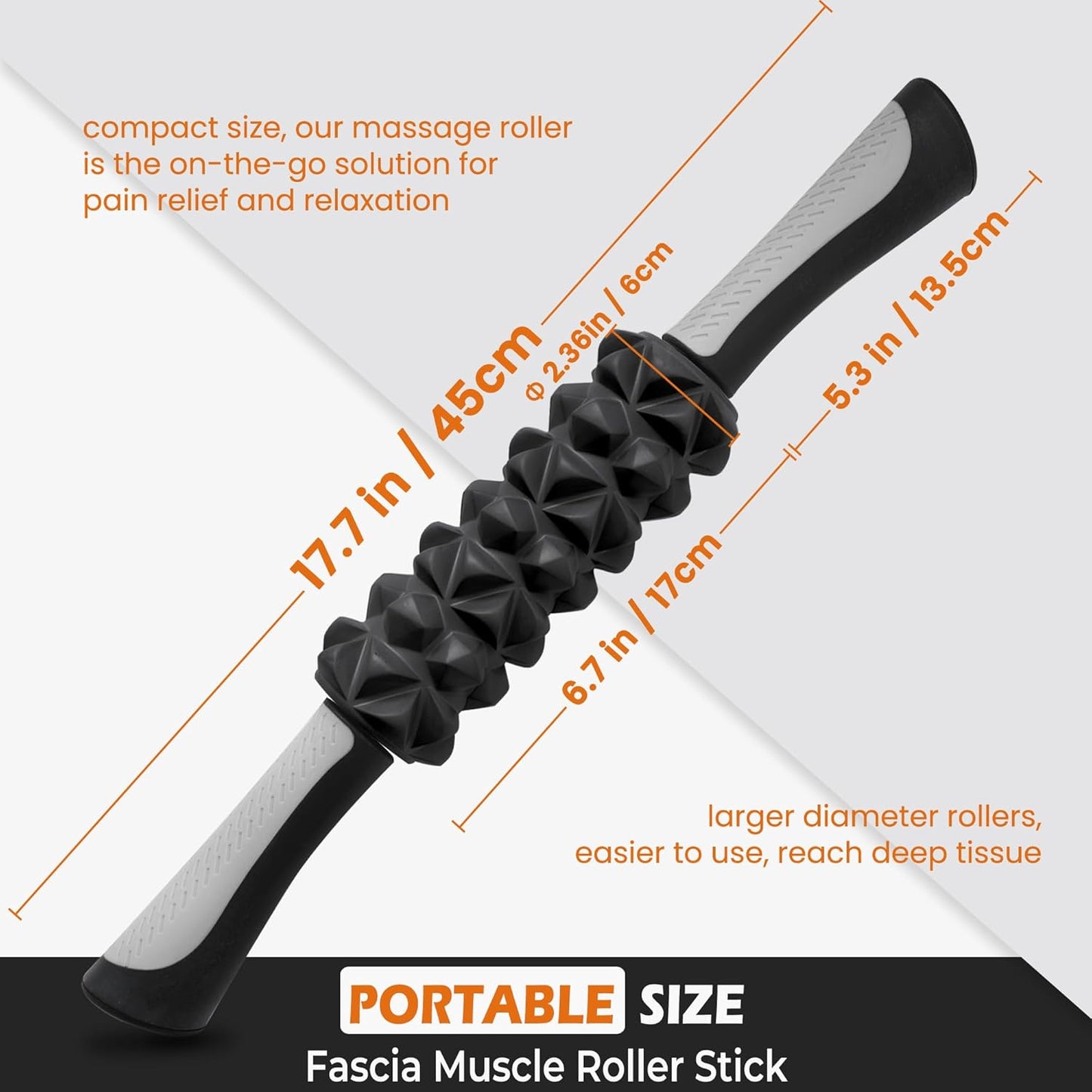 KITWILD Muscle Roller Stick, Massage Roller Stick for Athletes, Body Massage Stick for Muscles Deep Tissue, Muscle Relaxation Roller for Physical Therapy, Myofascial Release, and Yoga Therapy, Black