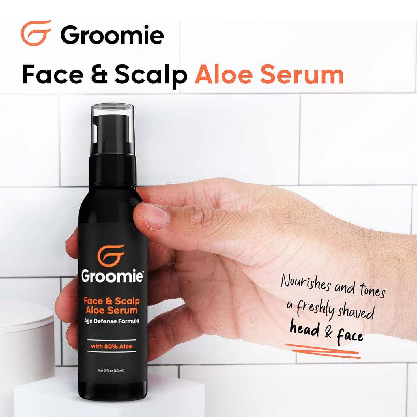 Groomie Face & Scalp Aloe Vera Serum - Hydrating, Soothing, and Moisturizing Skincare Formula, Daily Lightweight and Fast Absorbing, After-Shave Care to Keep Skin Hydrated All Day