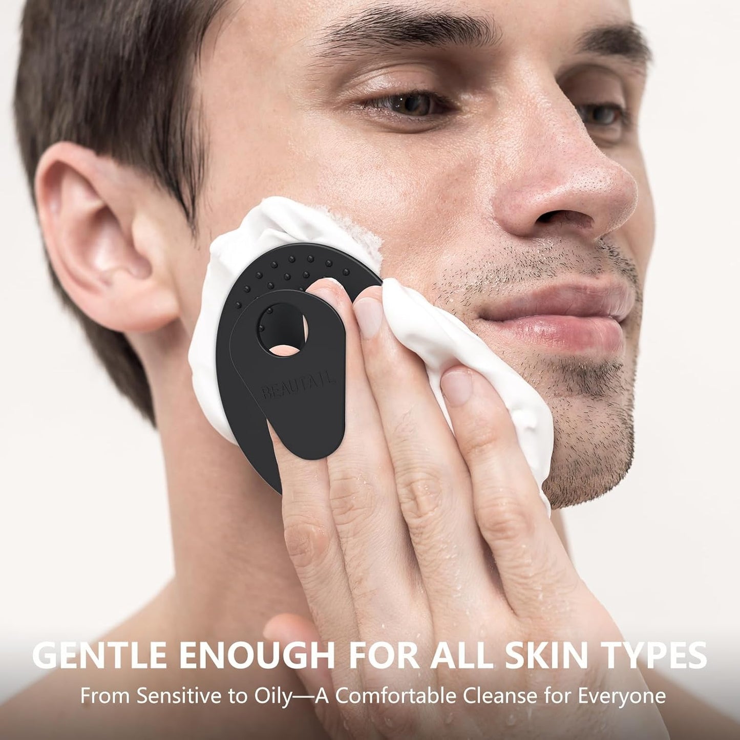 Face Scrubber 4 Pack, BEAUTAIL Silicone Manual Facial Cleansing Brush for Men Women, Gentle Face Scrubber Exfoliator, Skin Care Exfoliating Face Brush, Black+Starlight+Pink+Blue