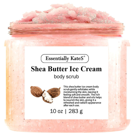 Shea Butter Ice Cream Body & Foot Scrubs 10 Oz - a Soft Serve Texture with a Nice soothing and Moisturizing Effect. Scent is Beautiful - The best stocking stuffer.