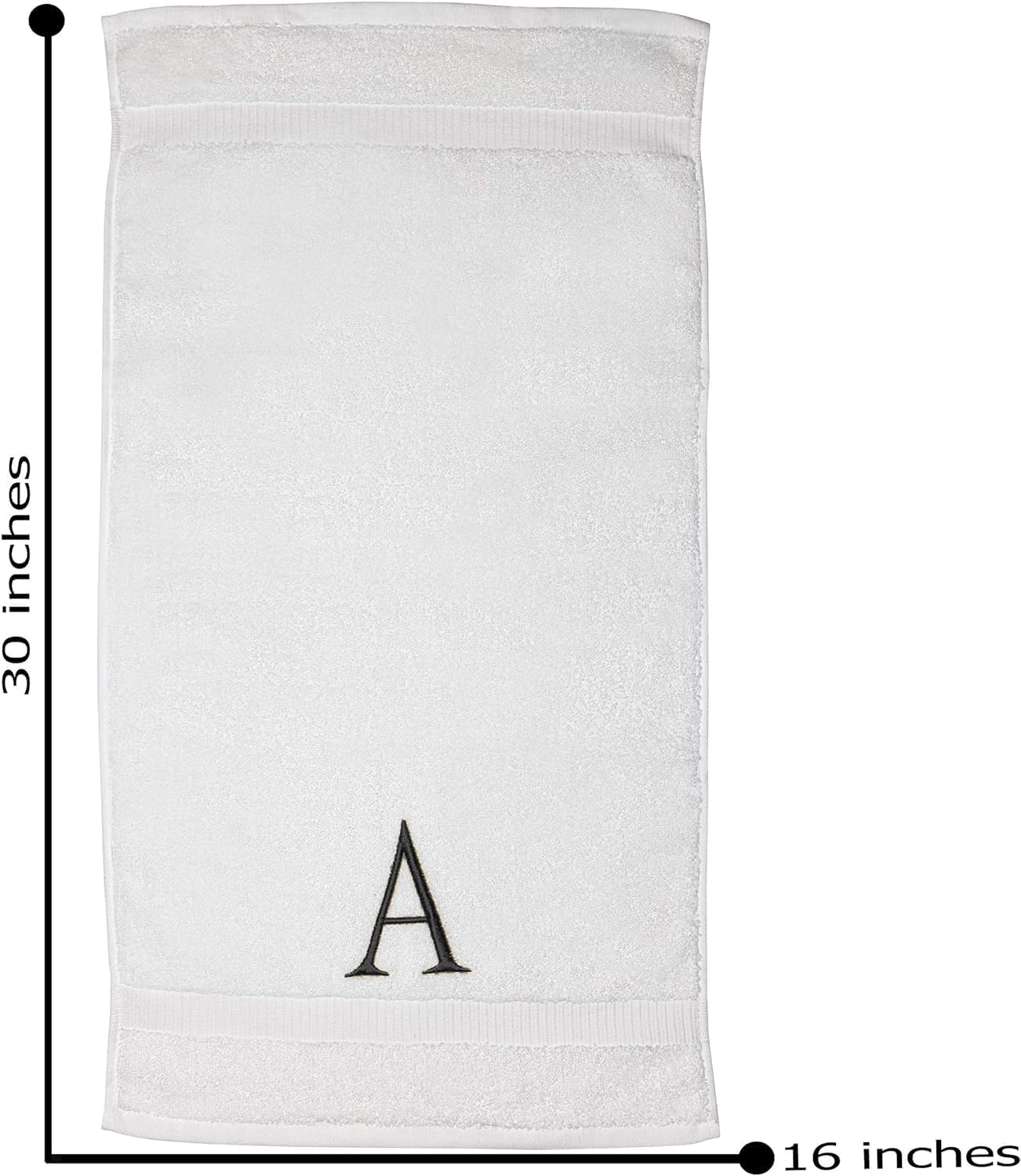 Dark Gray Monogrammed Hand Towels for Bathroom - Luxury Hotel Quality Personalized Initial Decorative Embroidered Towel for Powder Room, Spa - GOTS Organic Certified - Set of 2 Letter A