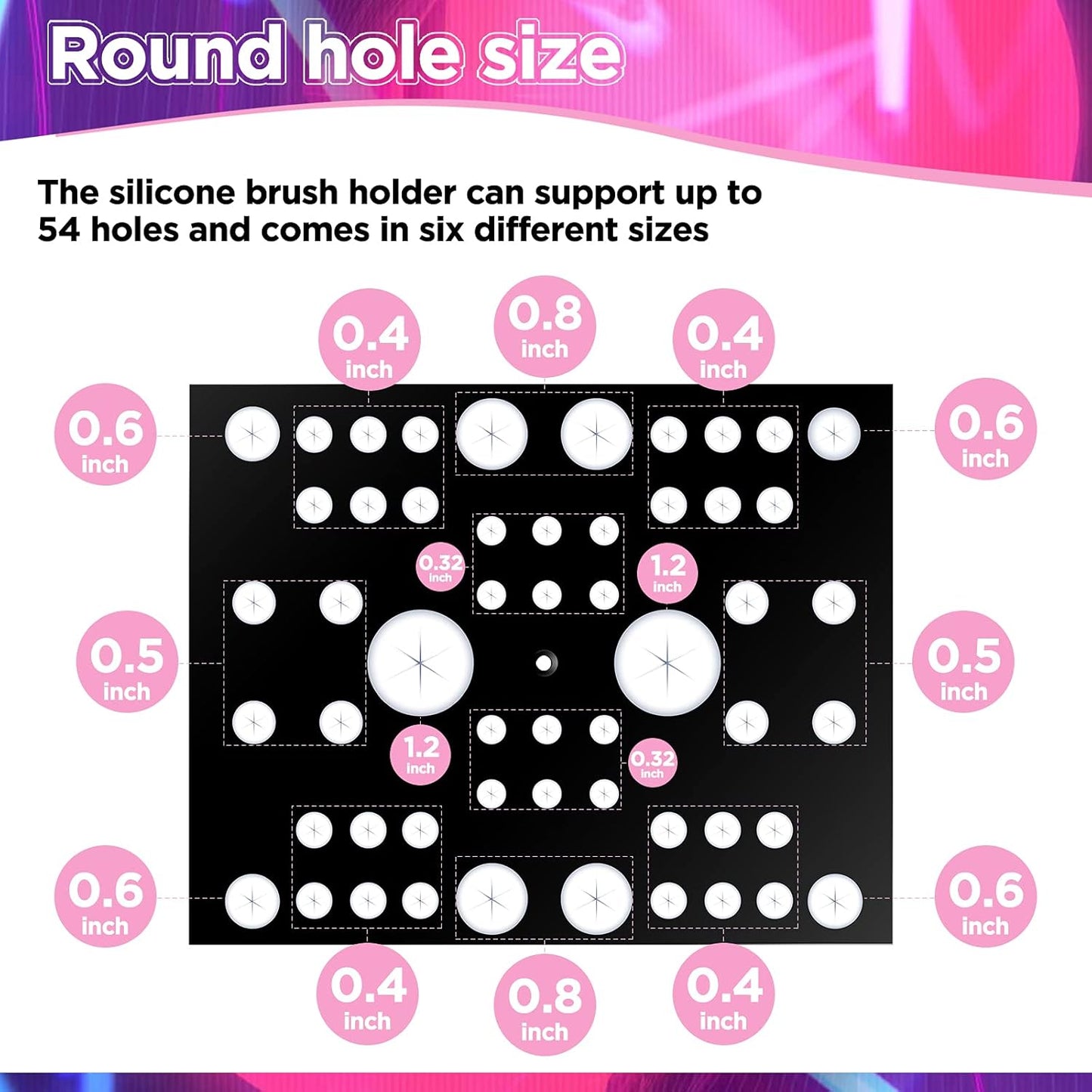 Jetec Acrylic & Silicone Drying Rack for 54 Makeup Brushes, Collapsible, Portable