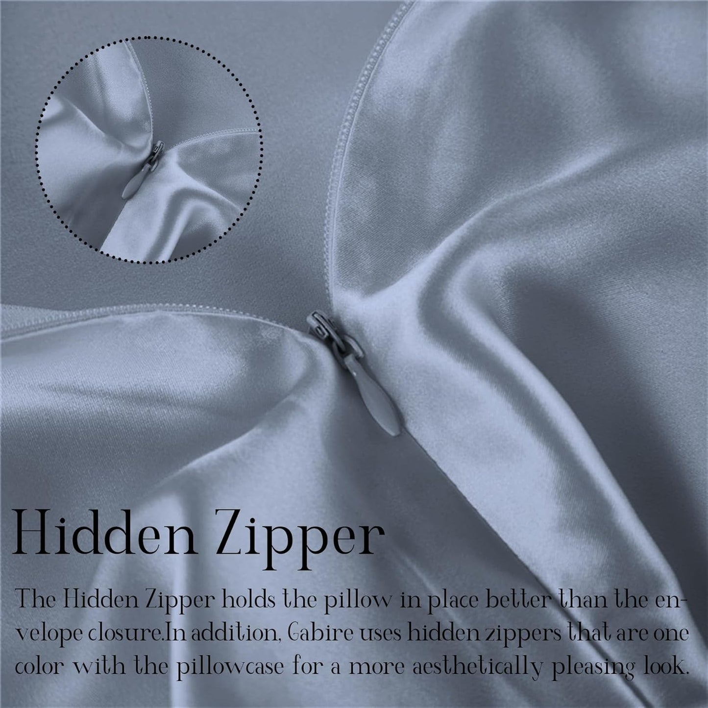 Mulberry Silk Pillowcases Set of 2, Both Sides Real Silk Pillowcase for Hair and Skin Cool Pillowcase Organic Silk Pillowcase 2 Pack with Hidden Zipper, Dusty Blue, Standard (20"×26")