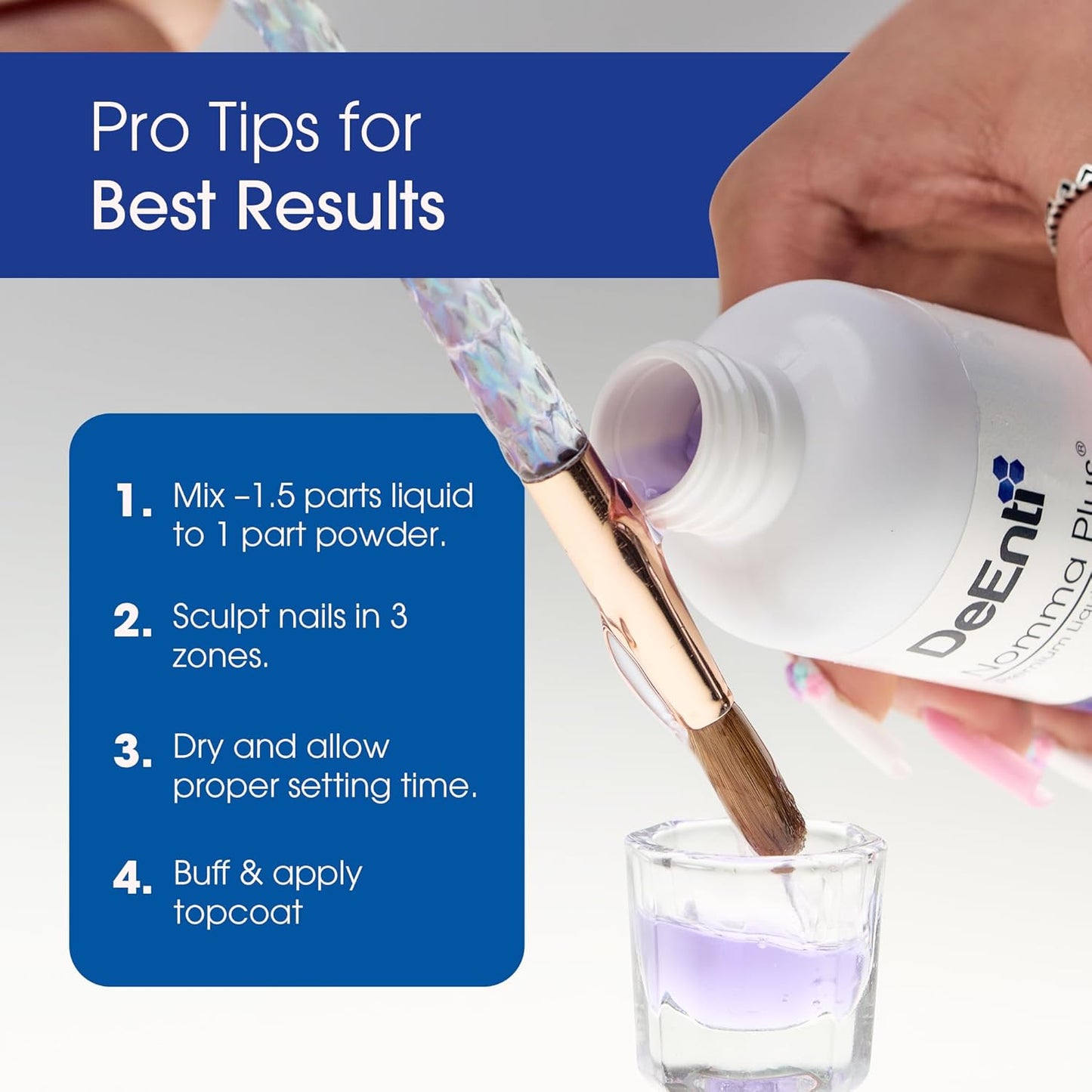 Nomma Plus Professional Liquid Monomer, EMA Nail Liquid for Acrylic Powder, Non-Yellowing Monomer, 16oz Bottle, Professional Salon Quality Manicure and Pedicure Supplies