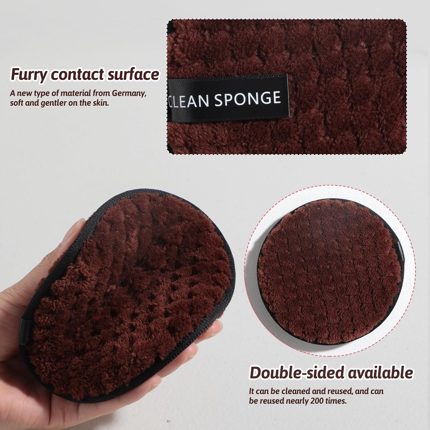 JPNK Face Sponges Cleansing Exfoliating Facial Sponges for Facial Mask Tools Removing and Makeup Remover Pads Set (Brown)