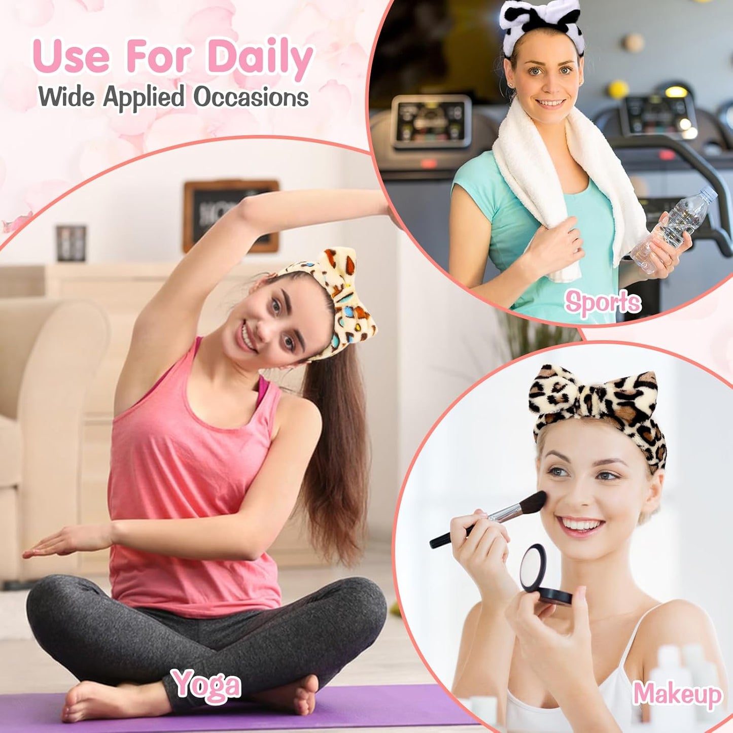 6 Pack Spa Headband for Women Skincare Makeup Headband Soft Coral Fleece Bow Hairband Party Favors Goody Bag Stuffers Christmas Stocking Stuffers for Woman Teen Adult Spa Gifts For Women Gifts