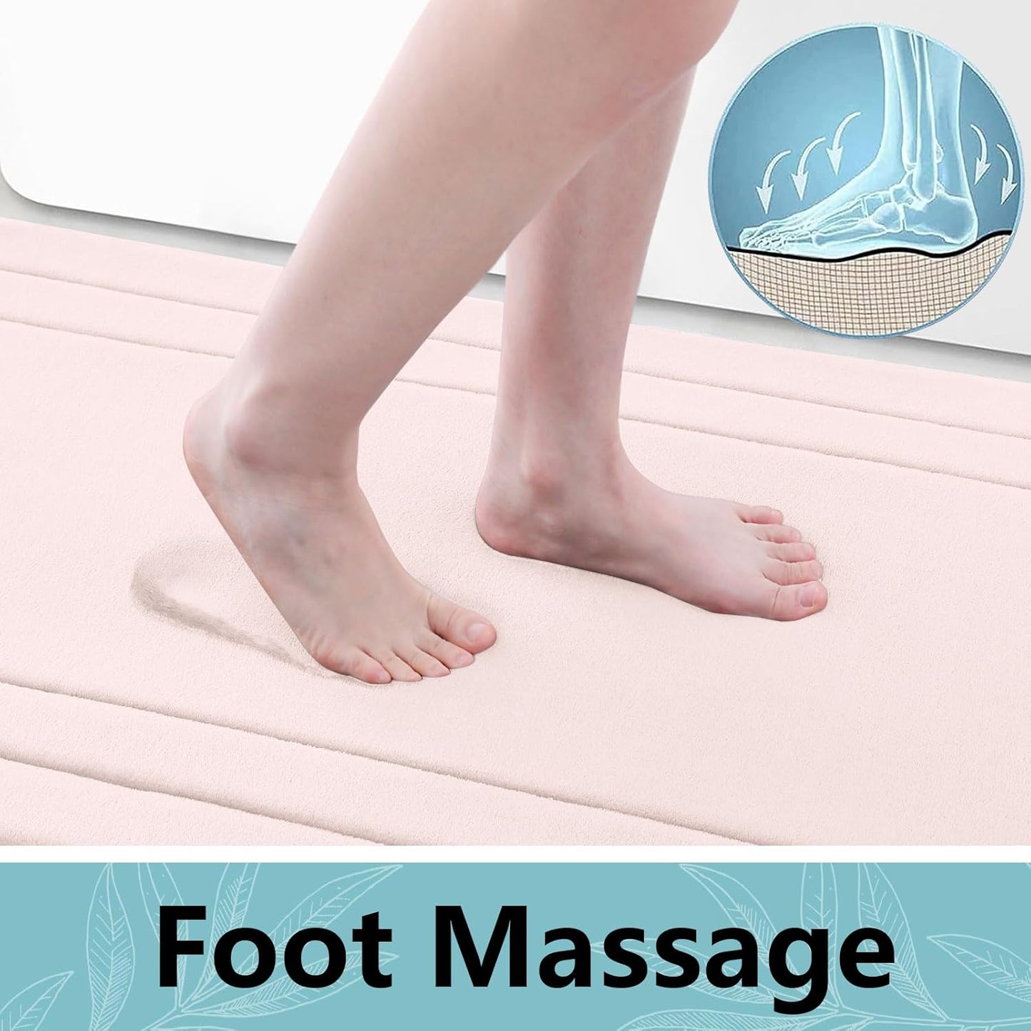 Arotive Memory Foam Bathroom Rug Mat 36x24, Ultra Soft and Absorbent Bath Mat, Machine Wash Dry, Comfortable Bath Rug Carpet for Bathroom Floor, Tub and Shower, Pink