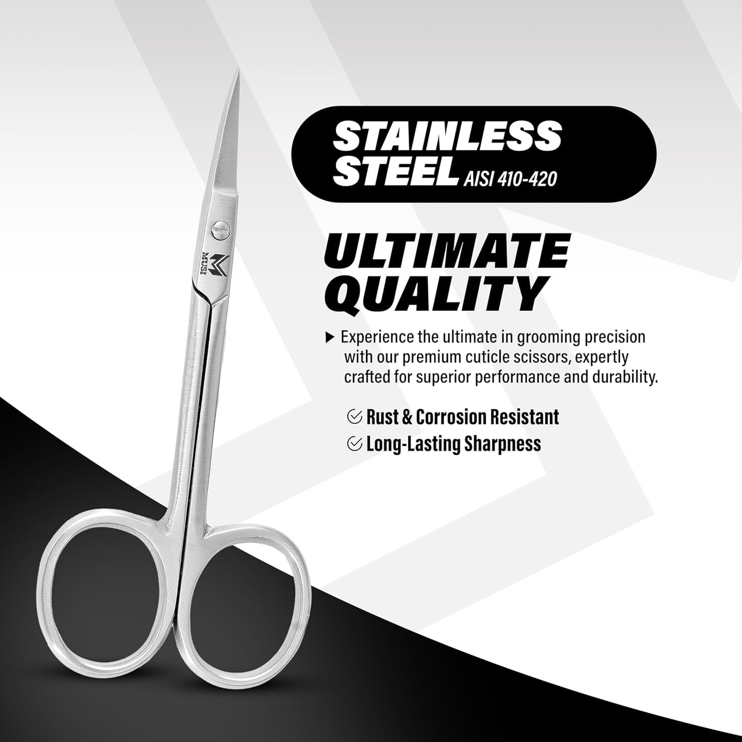 Cuticle Trimmer – 2PCs Professional Stainless Steel Cuticle Nipper and Fine Curved Nail Scissors for Men and Women – Precision Cuticle Cutter – Manicure Clipper Tools for Fingernails and Toenails