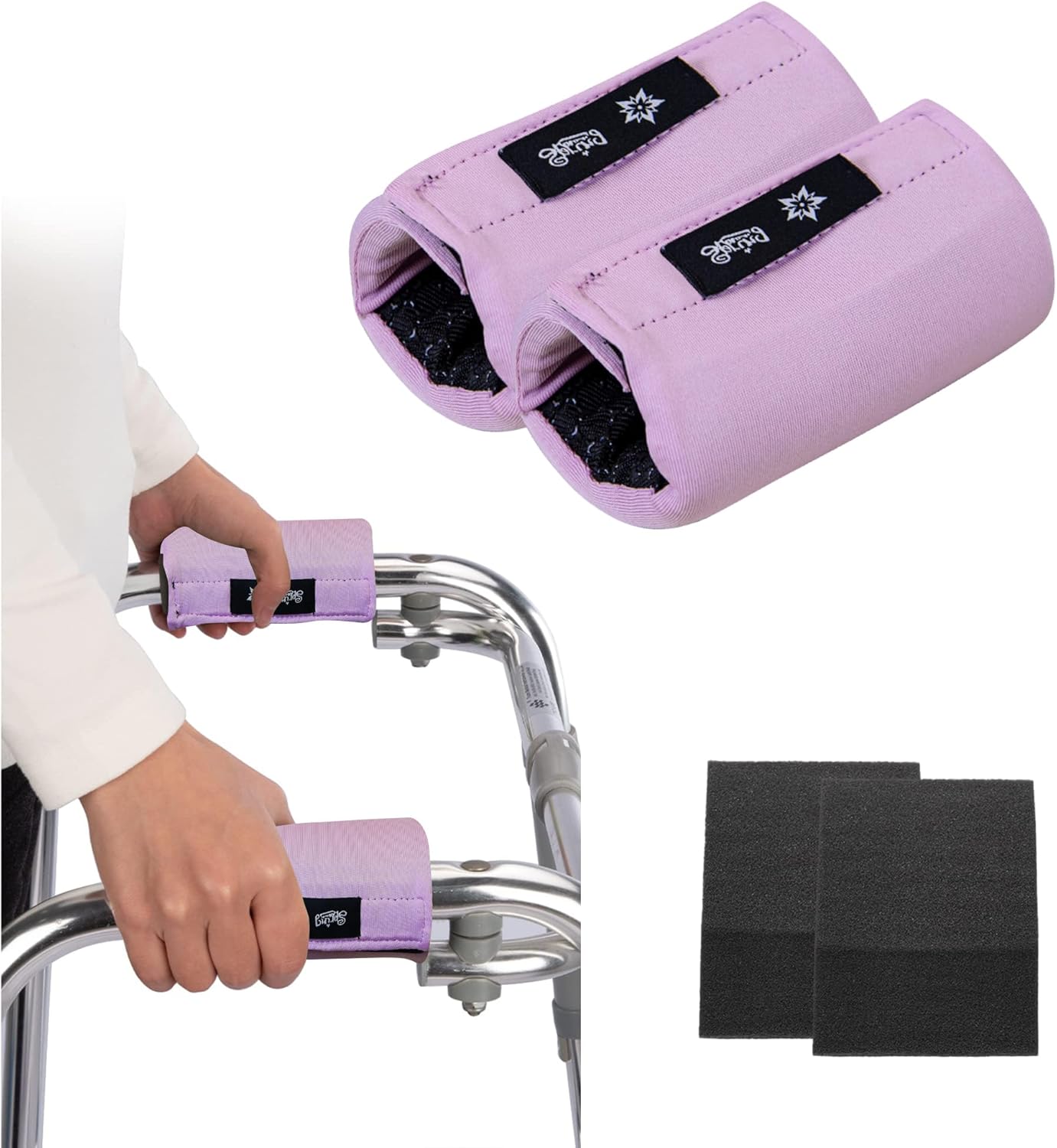 Spring Seaon Universal Walker Handle Padded -Hand Grip (2 Pack) Covers Non-Slip Cushion Padding for Folding Rolling Walker,Rollator Handle-Crutch Handle Pad Grips- Mobility Aid