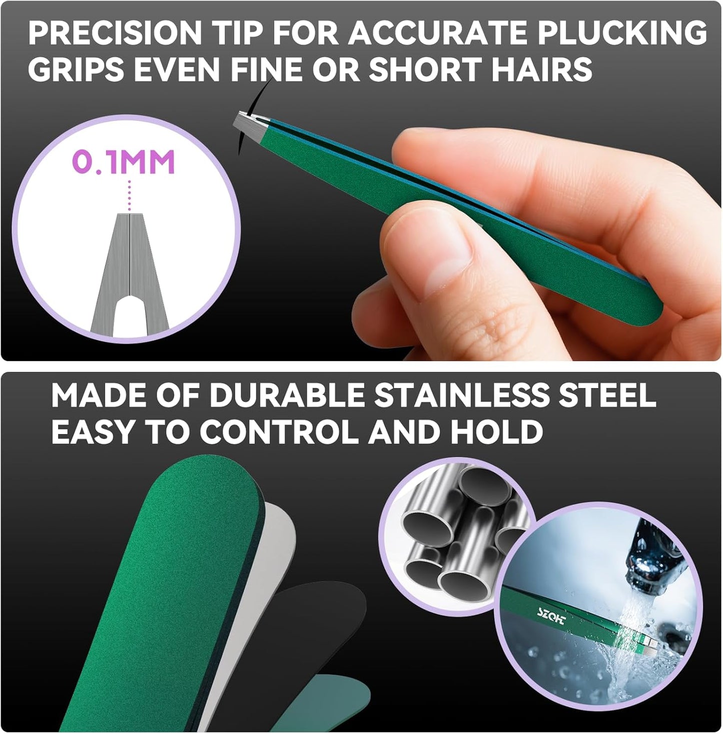 Professional Tweezers Set for Eyebrows – 4PC Precision Stainless Steel Tweezers Kit with Slant, Pointed & Flat Tips – Eyebrow Hair Removal Tool for Women & Men – Eco-Friendly Paper Tube Packaging