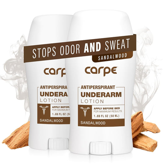 Carpe Underarm Antiperspirant Deodorant Advanced Sweat & Odor Protection Formula - Deodorant for Men & Women - Helps to Combat Excessive Sweating with Odor Control - Sandalwood (Pack of 2)