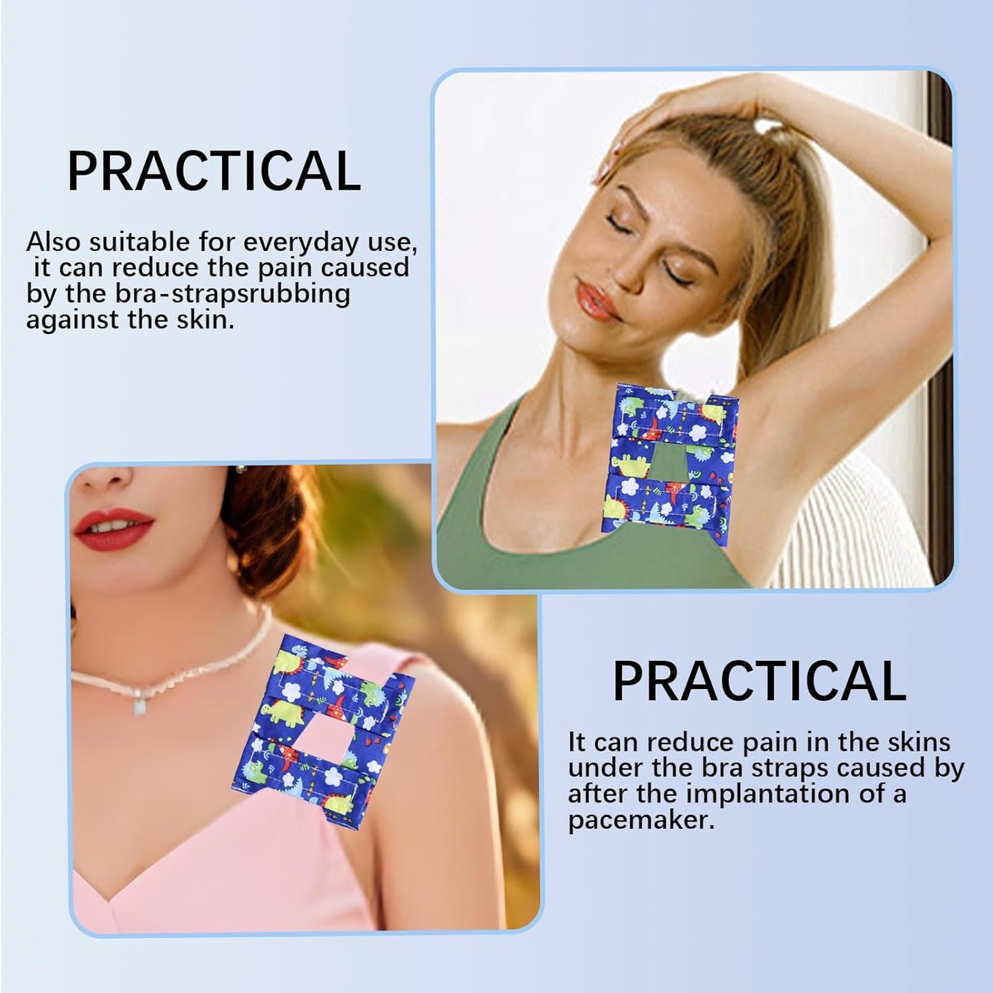 2PCS Chemo Port Pillow and Bra Strap Cushion for Comfort | Soft Recovery Cushion for Pacemaker & Chest Surgery Patients | Adjustable Port Covers for Chemo Patients (Navy Blue)