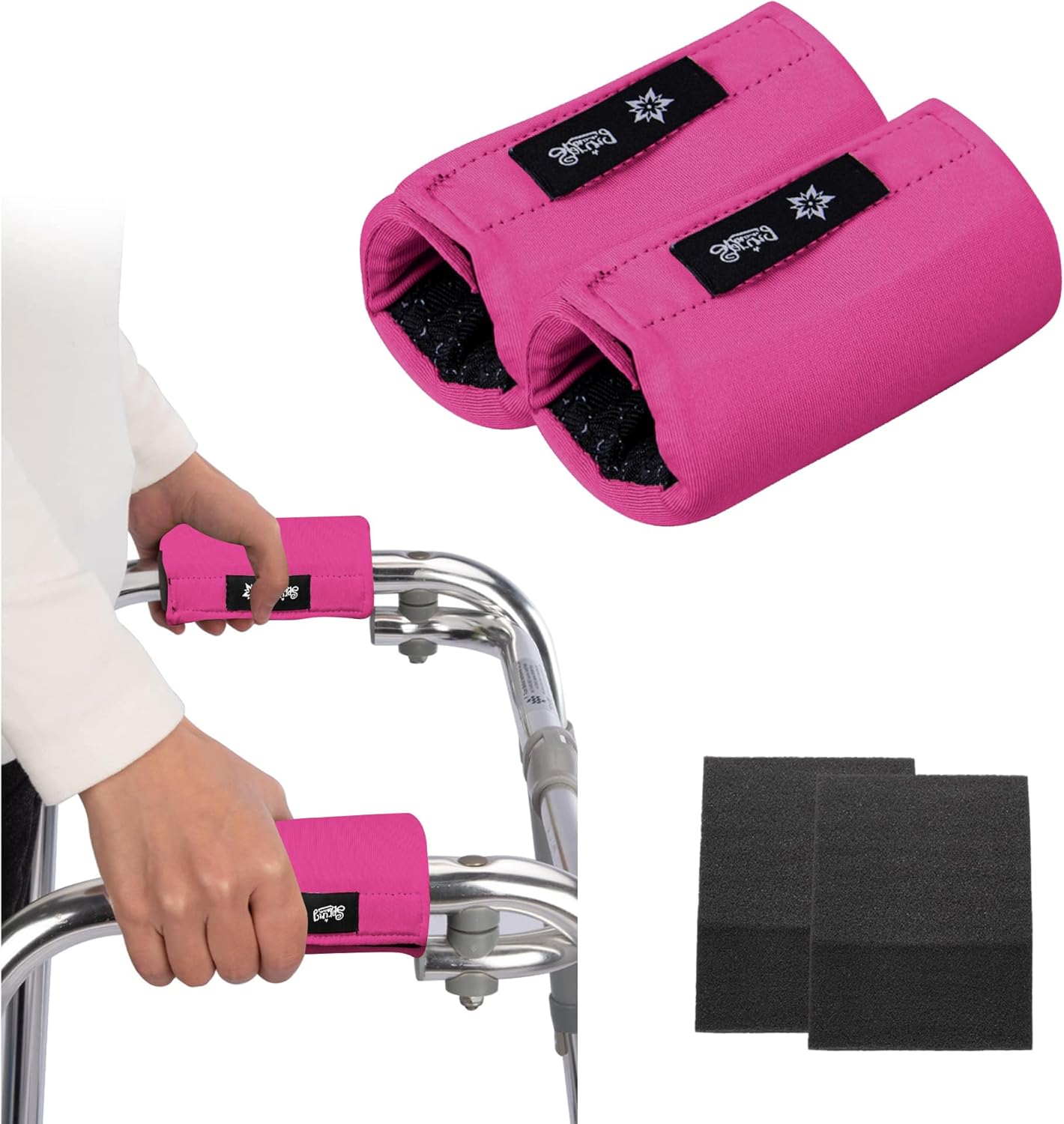 Spring Seaon Universal Walker Handle Padded -Hand Grip (2 Pack) Covers Non-Slip Cushion Padding for Folding Rolling Walker,Rollator Handle-Crutch Handle Pad Grips- Mobility Aid