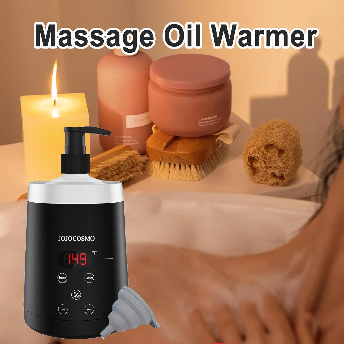 Massage Oil Warmer Digtal Lotion Warmer for SPA, Automatic Oil Warmer For Massage Oil Lotion Cream Heater for Salon, Home, with Two Oil Bottle Dispenser (black)