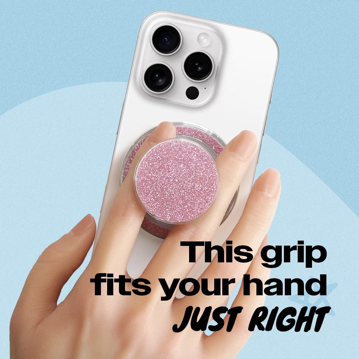 Bling Bling Glitter Phone Grip & Stand - Elegant Magsafe Compatible Phone Holder for Secure Grip and Hands-Free Viewing (Pink)