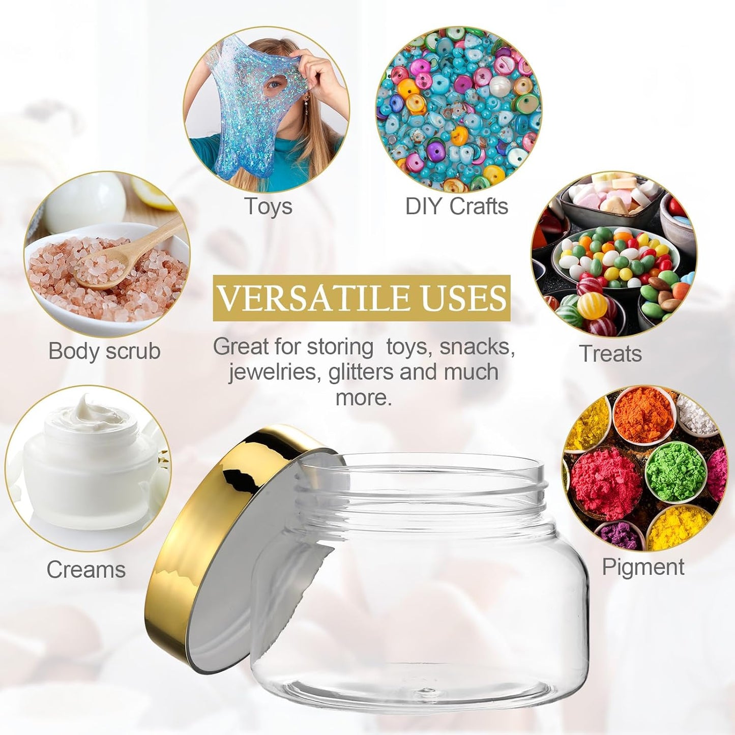 Mumufy Clear Plastic Jars with Lids Round Plastic Containers Empty Travel Containers for Creams Refillable Cosmetic Jars for Lotions Body Scrub Body Butter(24 Pcs,8 oz)