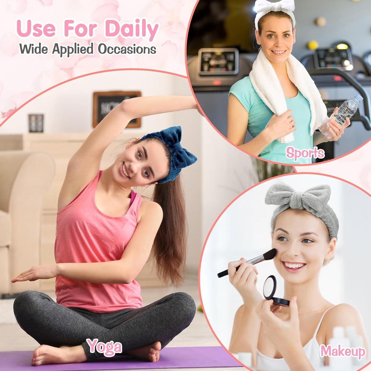 6 Pack Spa Headband for Women Skincare Makeup Headband Bow Hairband Party Favors Soft Coral Fleece Goody Bag Stuffers Christmas Stocking Stuffers for Woman Adult Teen Spa Gifts For Women Gifts Basket