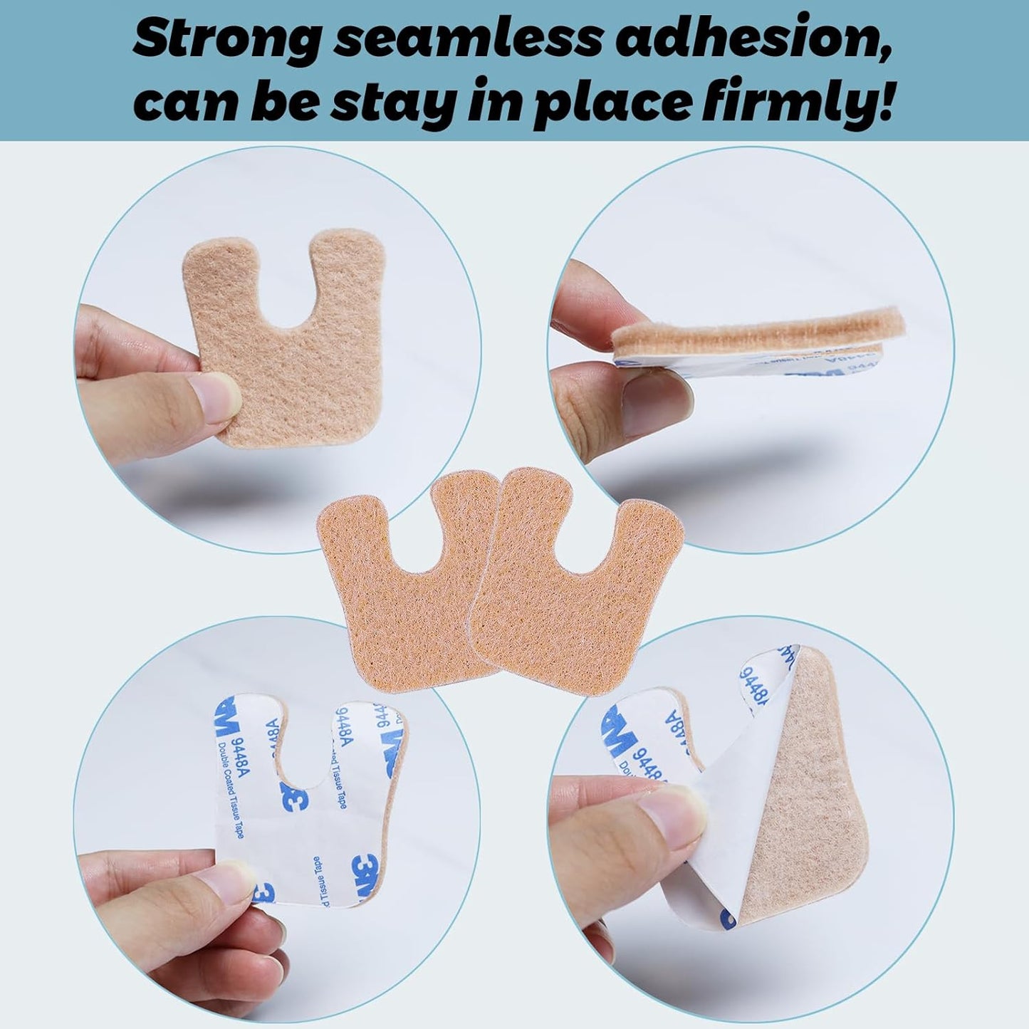 36 Unisex Beige Felt Forefoot Pads, U-Shaped, 0.2 Inch Thick, Pain Relief, Callus Protection, Fits Most Feet