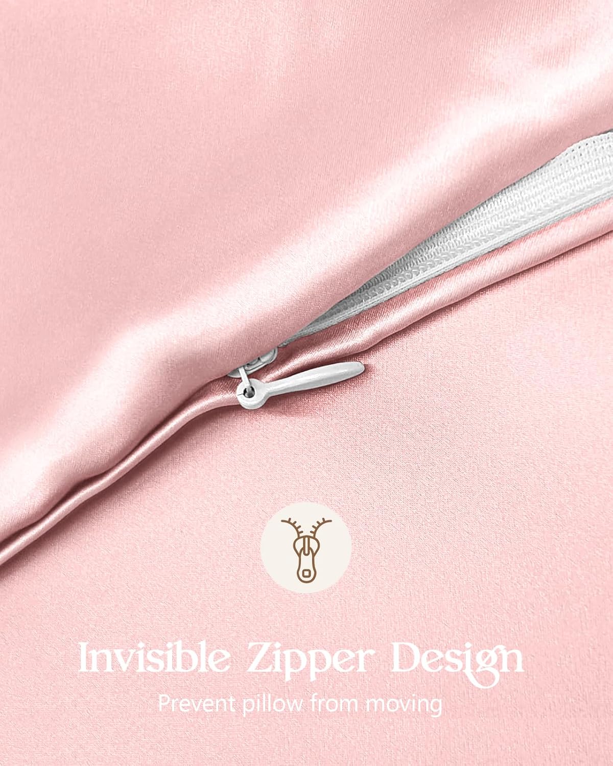 Silk Pillowcase 2 Pack - Pillow Cases Standard Set of 2 Size 20" x 26" for Hair and Skin Smooth Soft Breathable with Hidden Zipper Cooling Pillow Covers for Sleeping Women, Coral