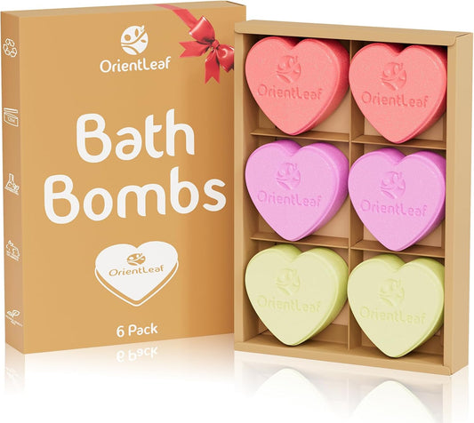 Bath Bombs Plant Scented, Stocking Stuffers Bath Bombs for Women and Girls Aromatherapy Bubble Bath, Lavender, Rose, Eucalyptus, 6 x 2 oz