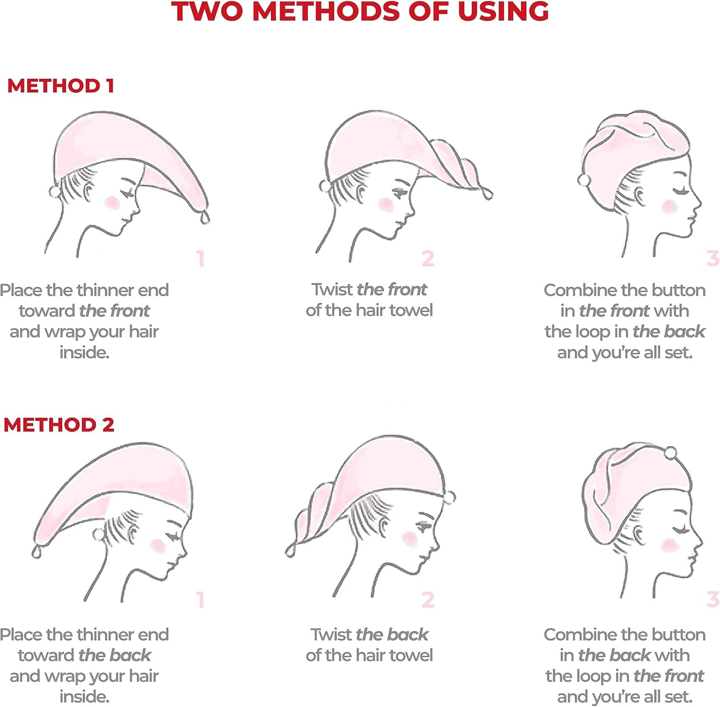 American Soft Linen 100% Cotton Hair Towels for Women, Head Towel Cap, Cotton Hair Turban Towel Wrap for Long Curly Anti Frizz Hair, Soft and Absorbent Cotton Hair Towels 2 Pack, Navy Blue