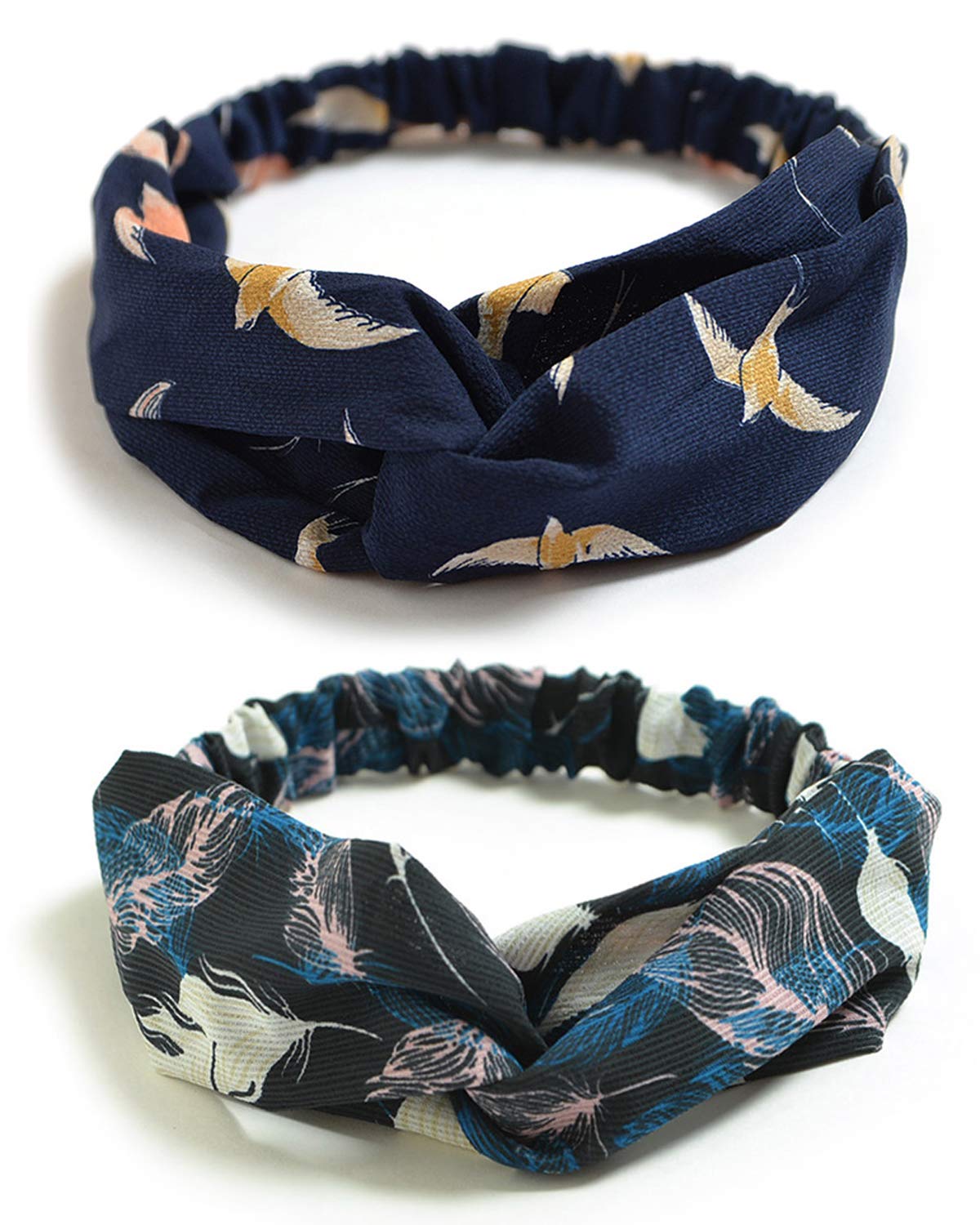 DRESHOW 10 Pack Boho Headbands for Women Vintage Cross Elastic Head Wrap Hair Accessories