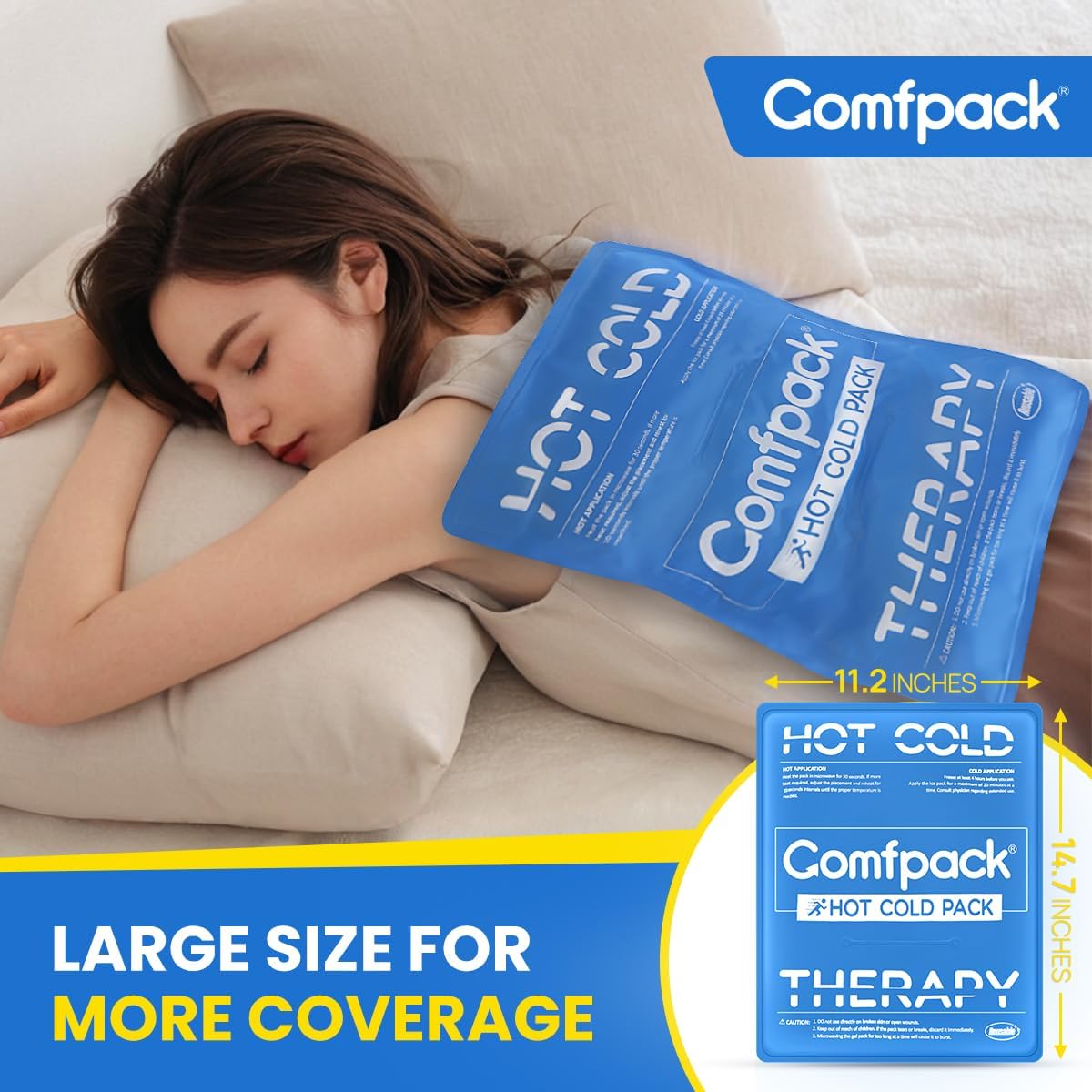 Large Ice Pack for Injuries Reusable, 11.2” x 14.7” Flexible Ice Pack for Full Body Relief, Soft Gel Cold Pack with Long Lasting Cold for Back, Knee, Relief for Chronic, Surgery, Swelling