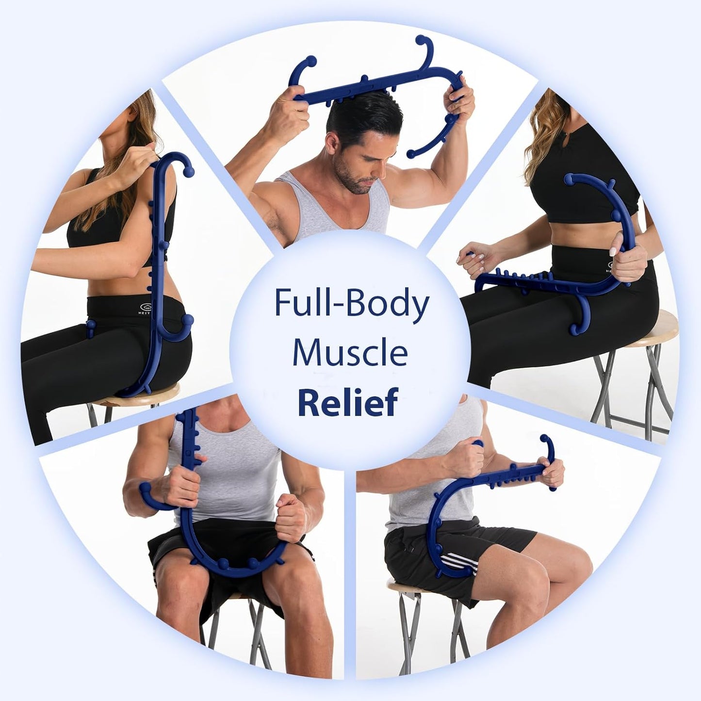 Deep Tissue Back & Neck Massager - Back Massager Stick for Pain Relief, Muscle Knot Remover, Trigger Point Massage Tool for Full Body, Shoulders, Legs - Pressure Point Massage Tool