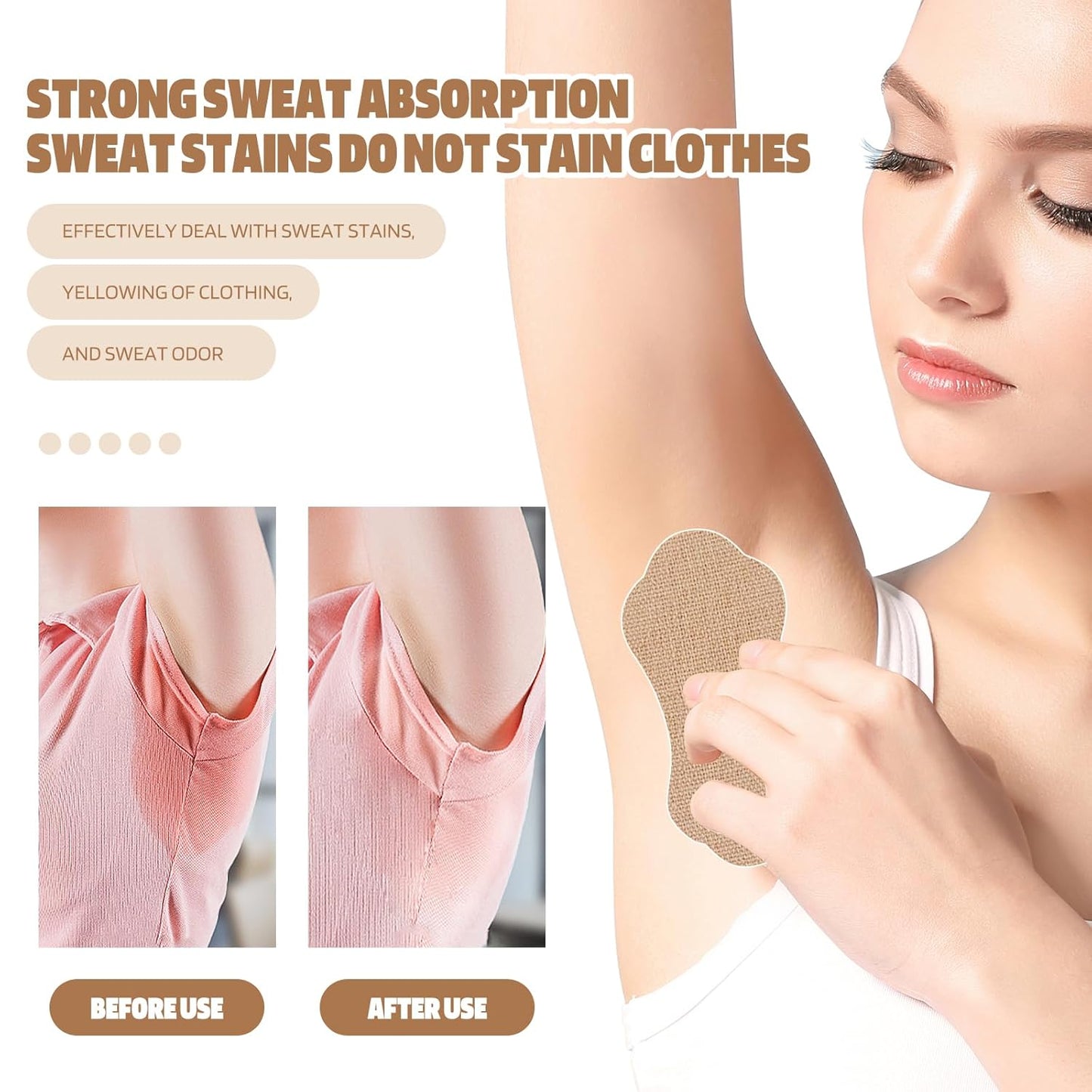 50 Pcs Underarm Sweat Pads for Women Men, Disposable Absorbent Armpit Sweat Pads for Under Arms Clothing, Invisible Self-adhesive Arm Pit Anti Sweat Patches (50)