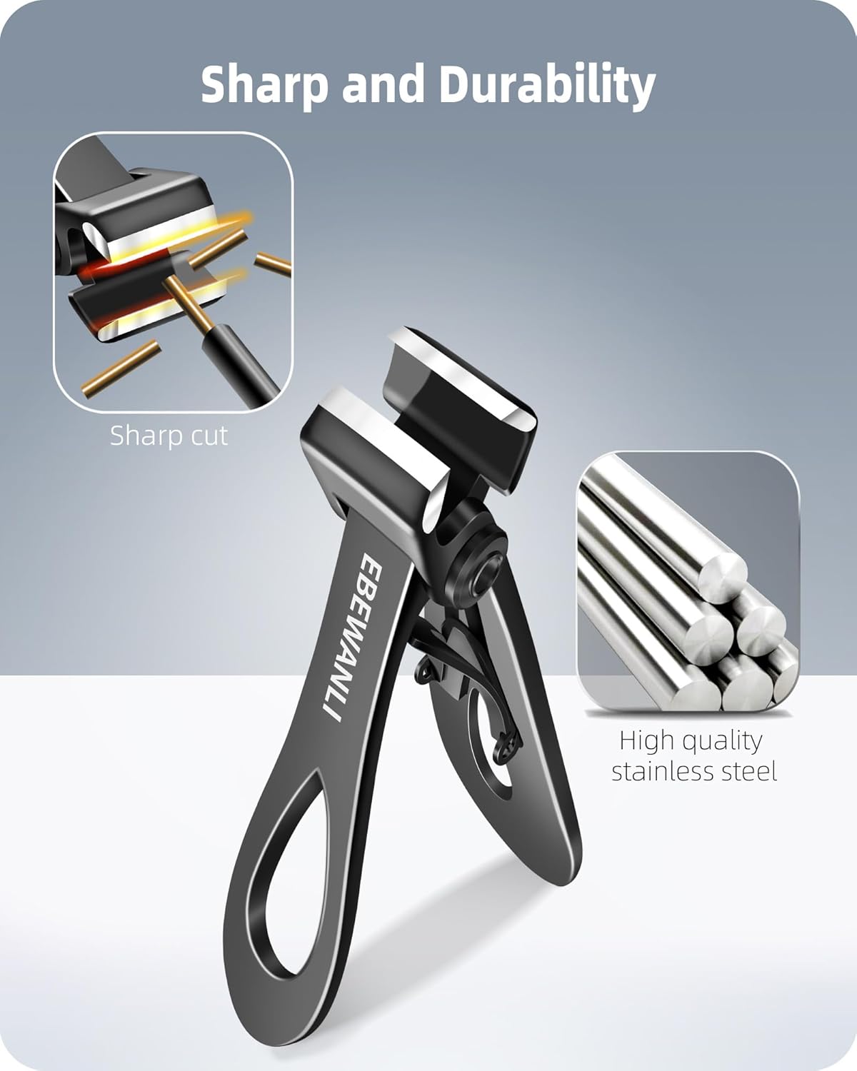 Straight Nail Clipper, 17mm Wide Jaw Opening Toe Nail Clippers, Extra Large Toenail Clippers for Thick Toenails, Heavy Duty Toenail Clippers for Seniors, Men, Women