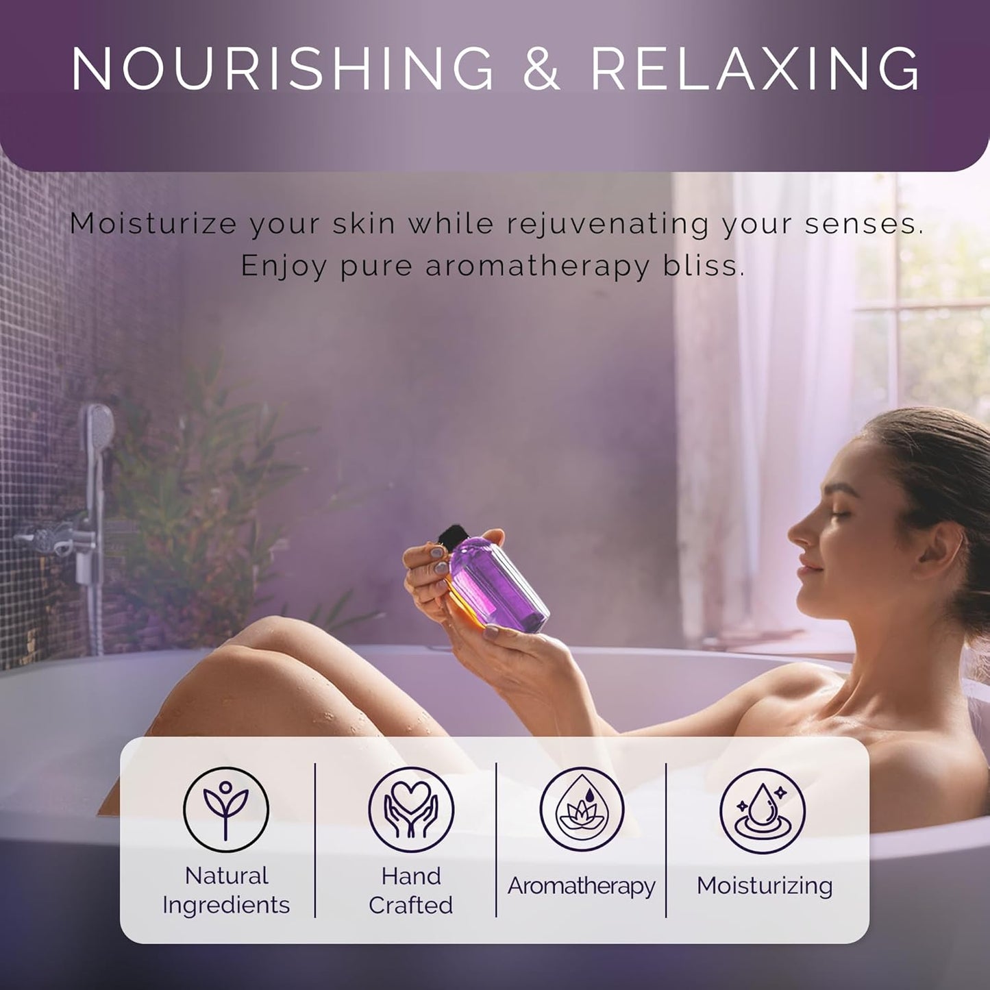 Lavender Bath Oil with Marula, Rosehip, and Jojoba Oils, Chamomile Extract, and 100% Pure Natural Essential Oil, Great Mother's Day Gift, 4oz, for Men and Women, Made in USA