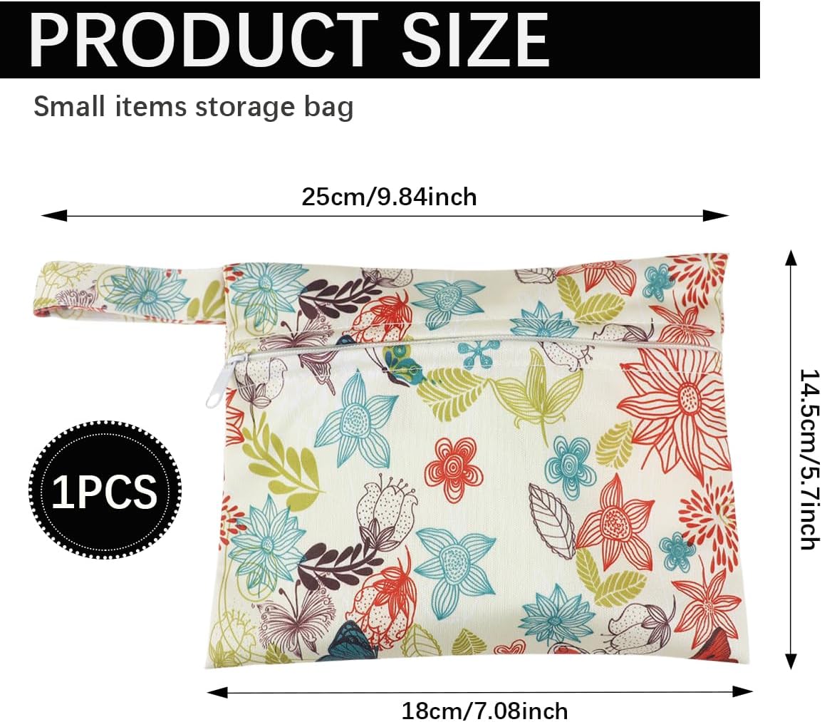 Sanitary Napkin Storage Bag Menstrual Pads Holder Bag Waterproof Period Bag Tampons Collect Bag Portable Mini Storage Pouch with Zipper for Women Girls (Flowers)