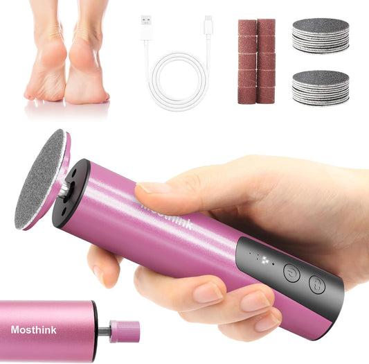 Electric Foot Callus Remover, 2 in 1 | 6 Speed Adjustable Foot File Nail Grinder with Sandpaper Disks, Professional Sander Pedicure Tool for Feet Dead Skin, Self Care Gifts for Women Mom Lover Friends