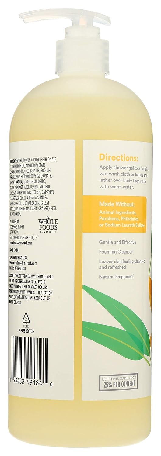 365 by Whole Foods Market, Foaming Shower Gel, Satsuma & Eucalyptus, 32 Fl Oz
