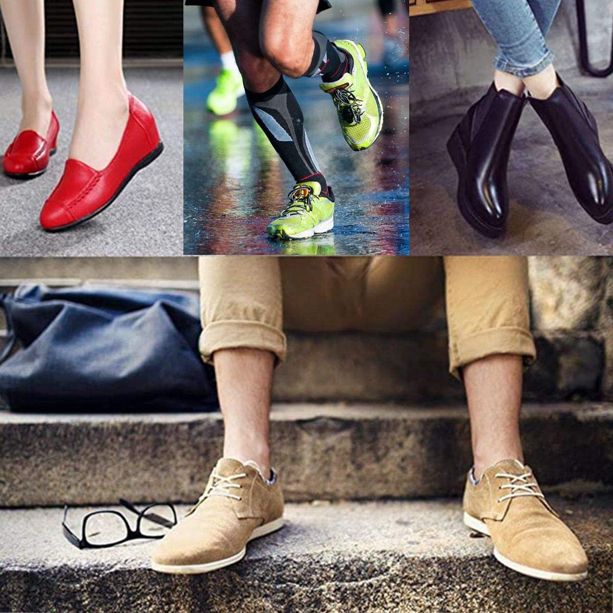 2 Pairs Breathable Insoles, Super-Soft, Sweat-Absorbent, Double-Colored and Double-Layered Shoe Inserts of Foam That Fit in Any Shoes (Blue/Black, 7-9 Women/6-7.5 Men)