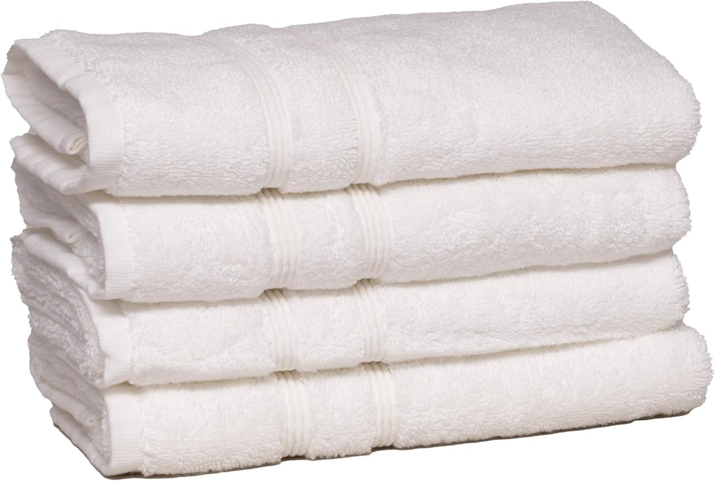 Mosobam Luxury Turkish Set of 4 Hand Towels 16X30 White 700 GSM Bamboo Viscose & Aegean Turkish Combed Cotton