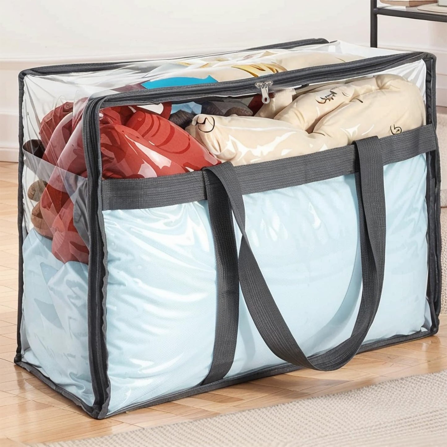 110L Large Capacity Clear Storage Bags with Zipper for Comforters, Blankets, Bedding, Quilts, Pillows – Plastic Storage Bags for Organizing Seasonal Clothes and Household Items