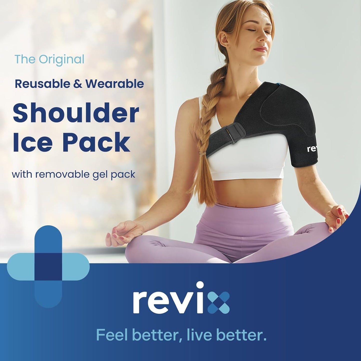 REVIX Shoulder Ice Pack Wrap for Rotator Cuff, Reusable Gel Ice Pack Shoulder Brace with Extra Removable Coldfocus for Long-Lasting Cold Therapy, Soothe Biceps Discomfort & Workout Relief