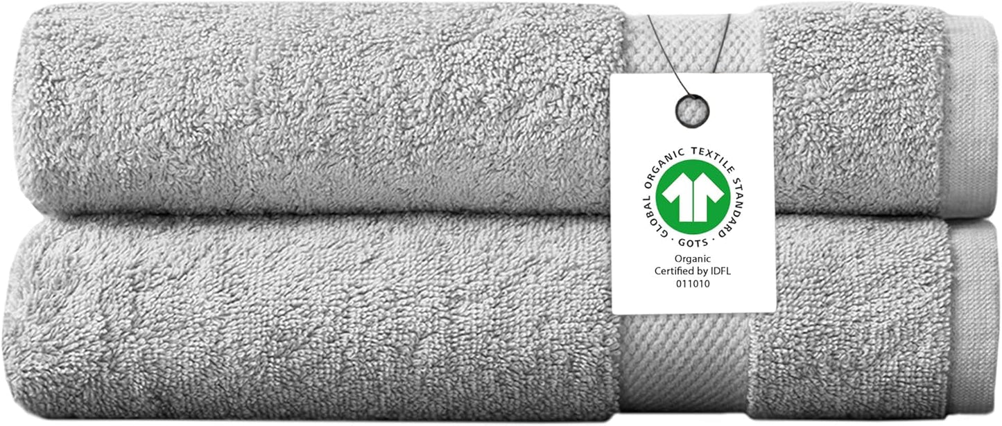 Delara 100% Organic Cotton Towels 650 GSM Plush Feather Touch Quick Dry Bath Sheet, Pack of 2 GOTS Certified, Oeko-Tex Green Certified, Organic Cotton Bath Sheet, 36"X70"