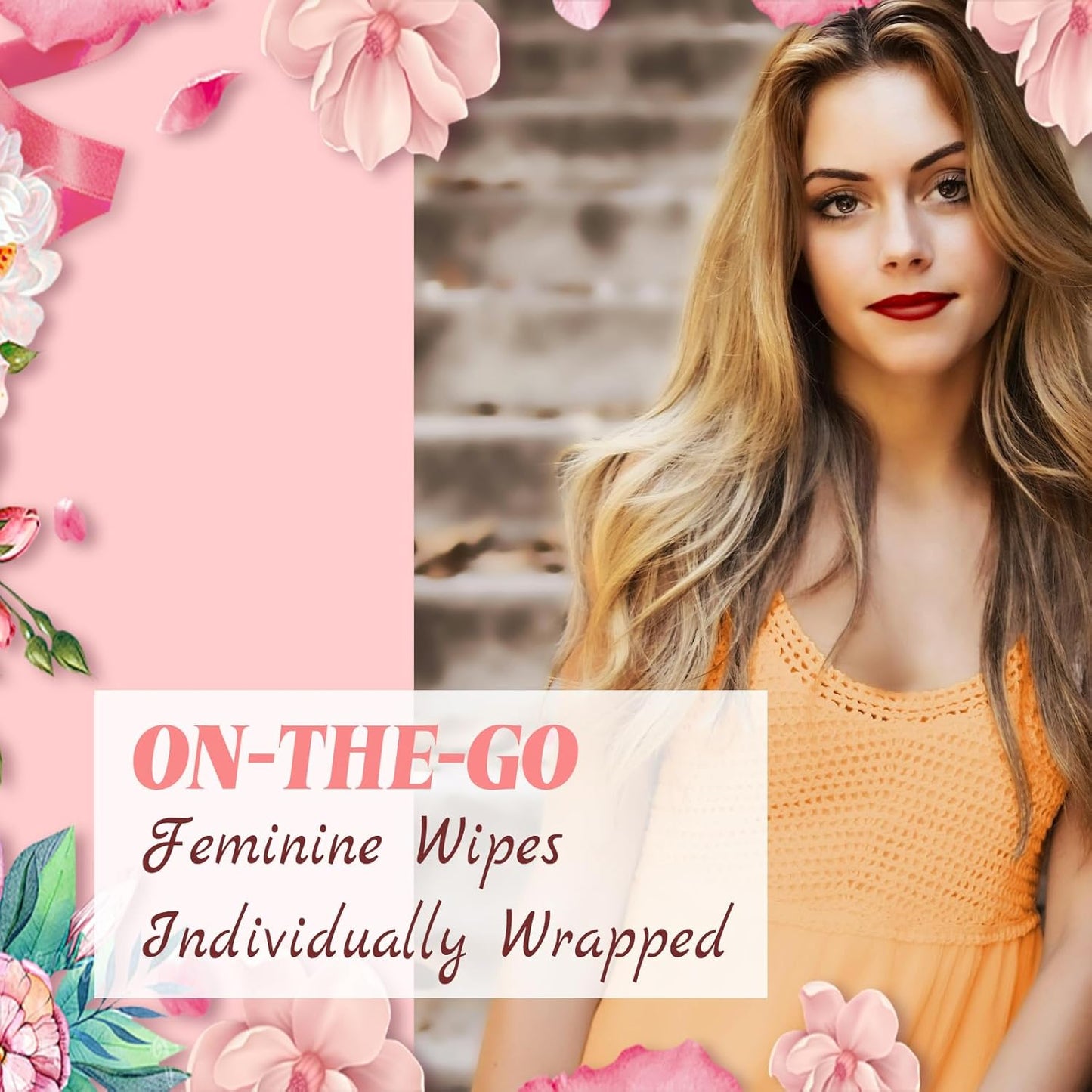 100 Feminine Wipes Flushable Travel Individually Wrapped,Travel Wipes for Women,Feminine Care Wet Wipes Travel Size Vaginal Wipes for Adult, Girl and Homeless