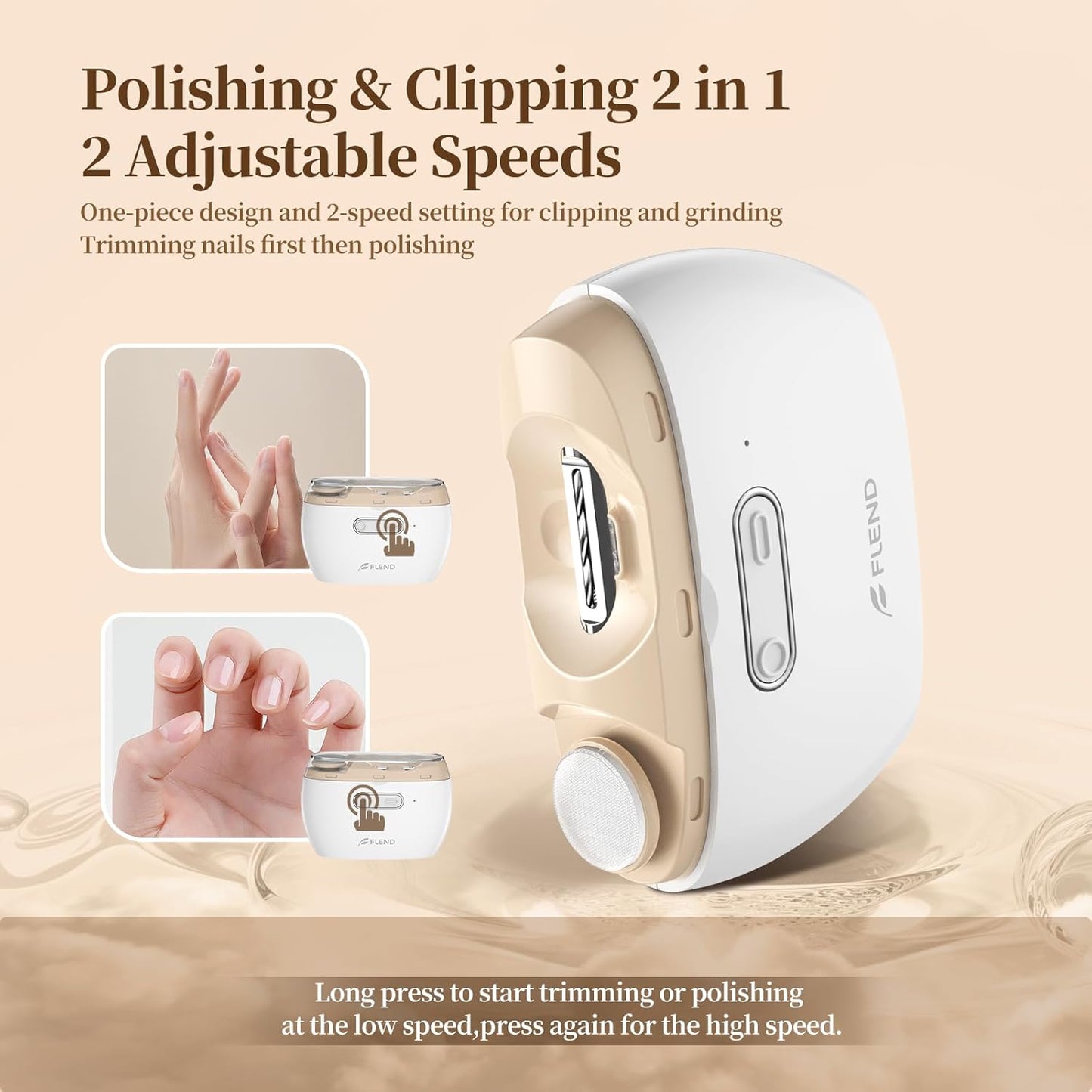 Electric Nail Clipper,2-in-1 Automatic Nail Clipper,ElectricNail Grinder,40DB Seniors Nail Trimmer,LED Light ElectricNail Trimmer for Baby,Kids,Adults,Seniors,Manicure Set,Nail Kit Portable White