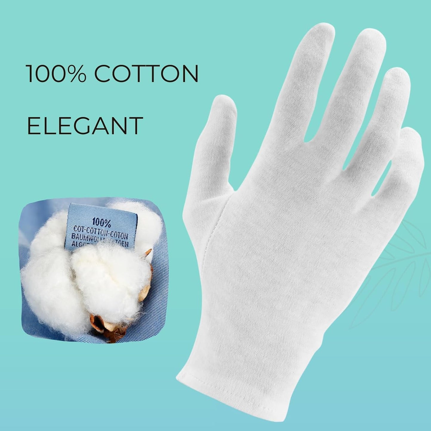 12 Pairs Cotton Gloves, White Gloves for Dry Hands, Cotton Gloves for Sleeping, Moisturizing Night Gloves, White Gloves 100% Cotton, Size S (12 Pairs)