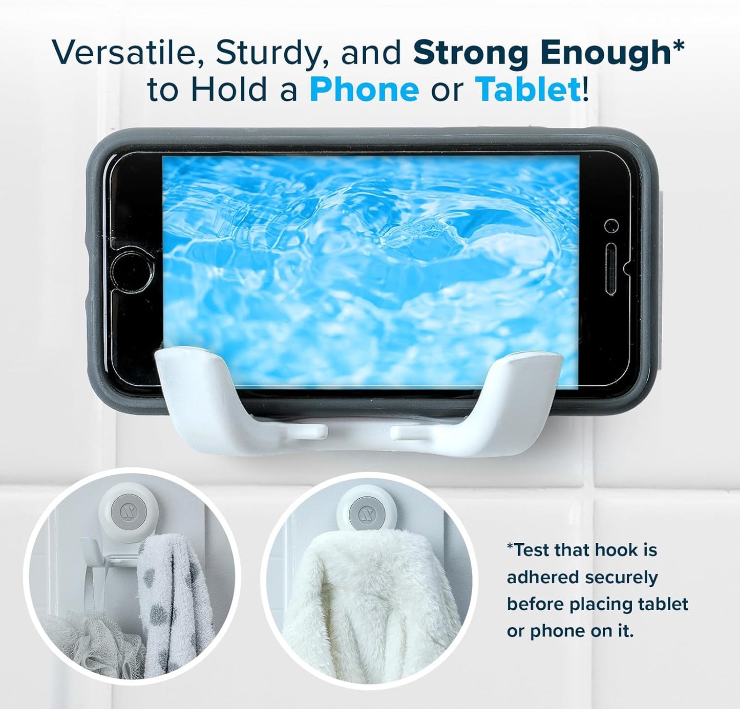 SlipX Solutions On The Dot Power Lock Suction Cup Hook, Razor Holder & Phone Cradle (Perfect for Shower & Mirror, Holds 11 lbs), No-Drilling, No Tools, Rust-Proof, Waterproof, Removeable