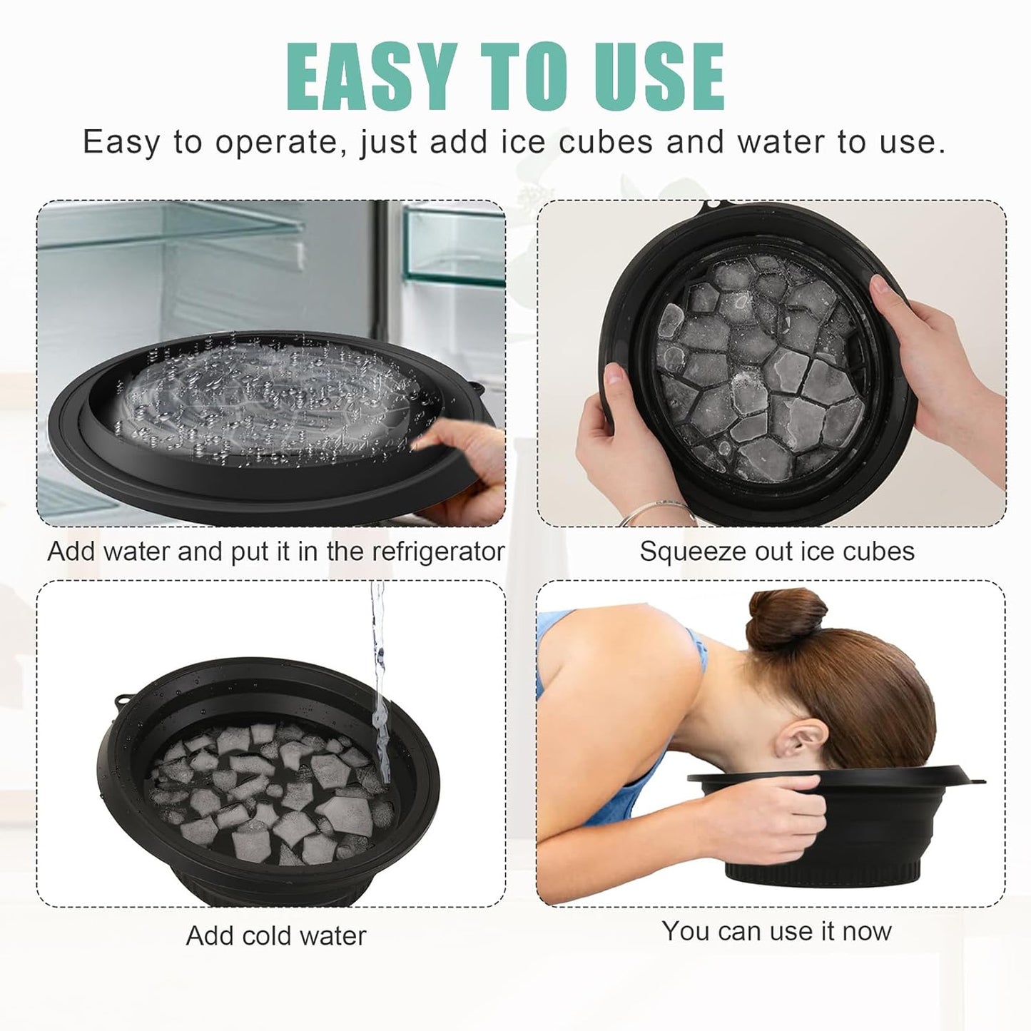 Ice Bowl for Face Ice Bath Kit Foldable Ice Bath Face with Reusable Cubes Washbowl Facial Mixing Bowl, Green