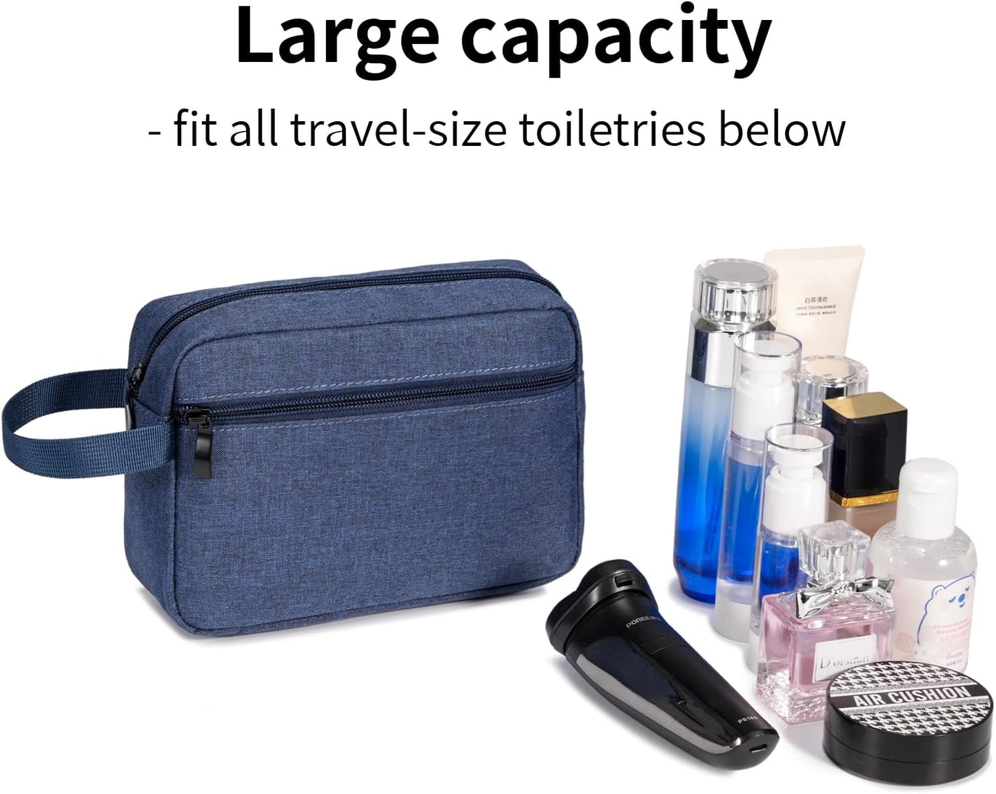 Travel Toiletry Bag, Hanging Water-Resistant Organizer for Men & Women, Ideal for Makeup, Shaving Kit, Gym Essentials & Travel Accessories (Blue)