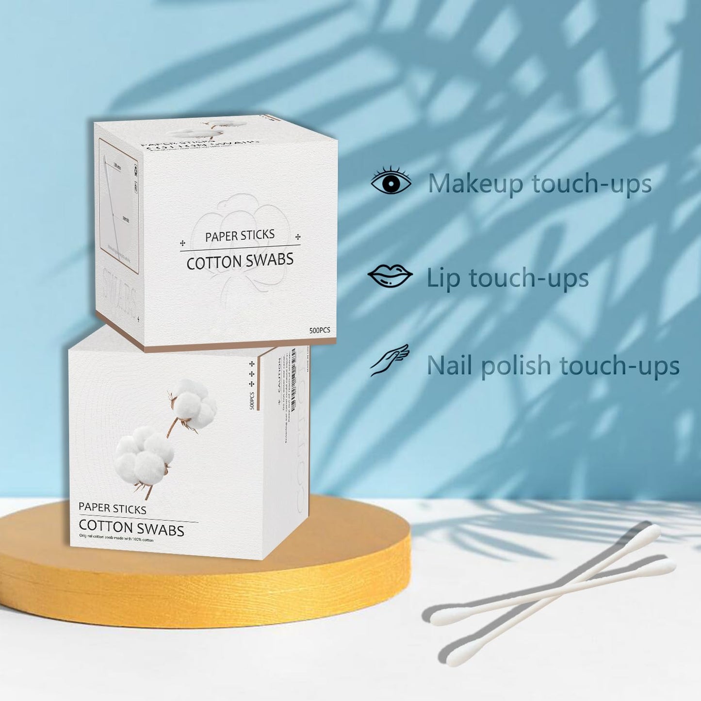 Cotton Swabs with Paper Sticks 1000ct，Double Tipped Natural Cotton Buds